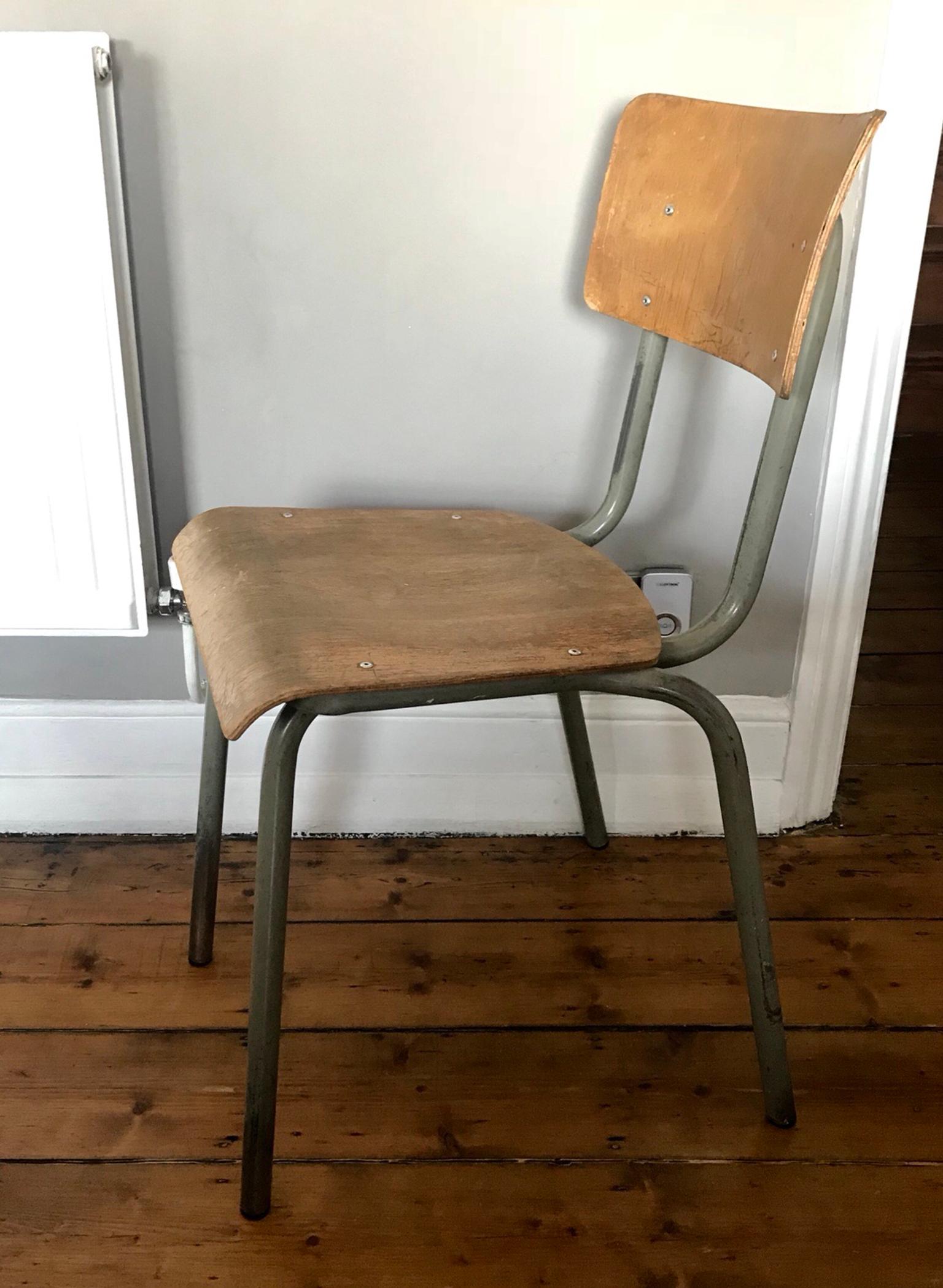 Vintage Rustic Wooden Steel Desk School Chair In N16 London Fur
