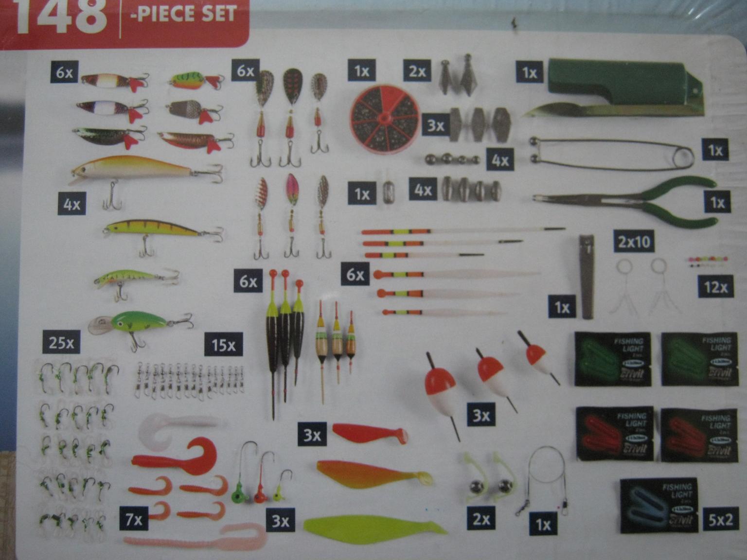 Fishing Line Set Predatory Fish Fishing Set for Trout and Perch by Crivit-90pc