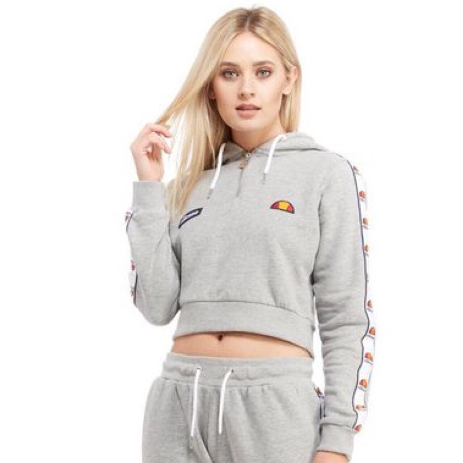ellesse grey cropped hoodie