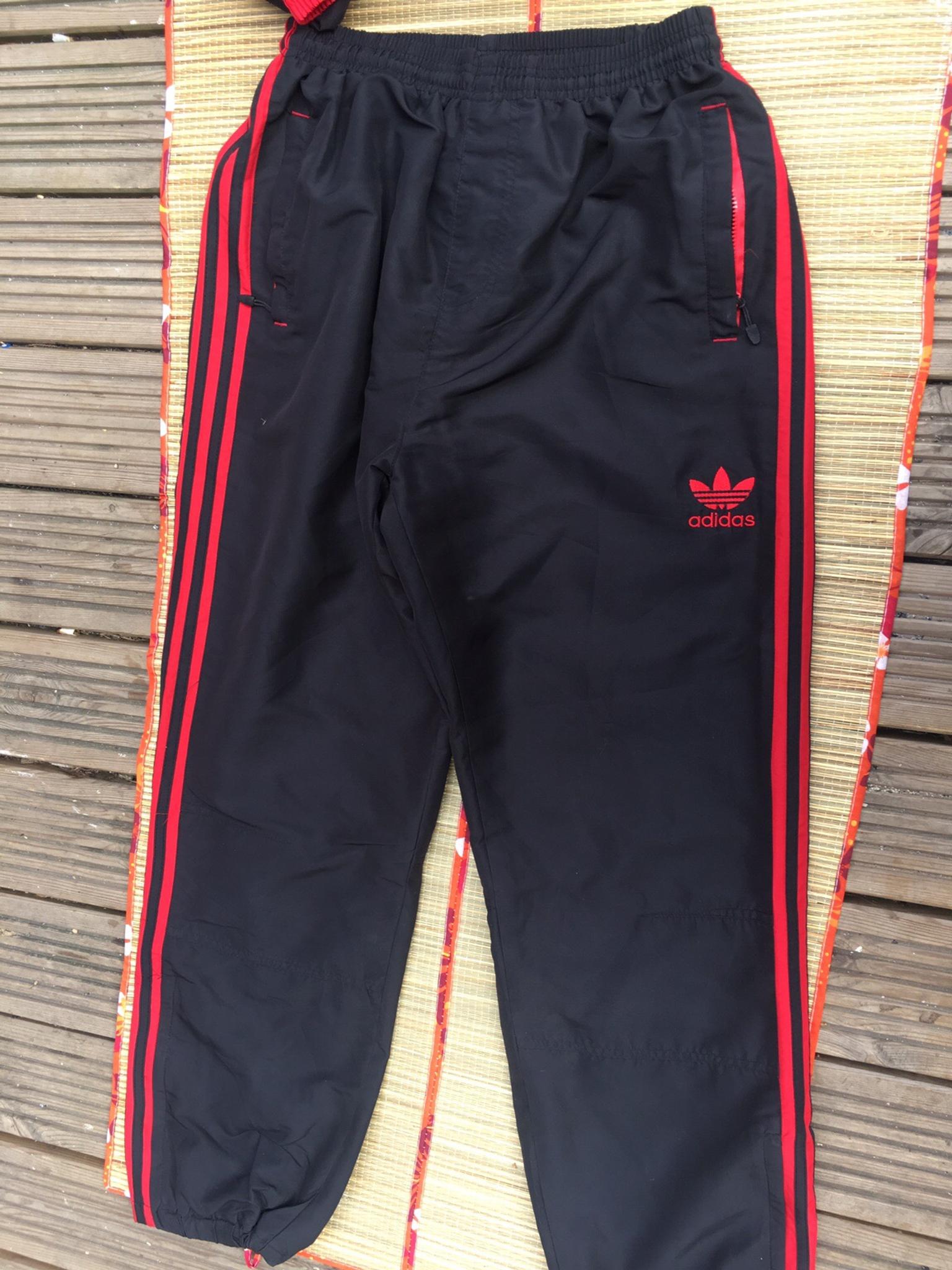 mens black and red adidas tracksuit