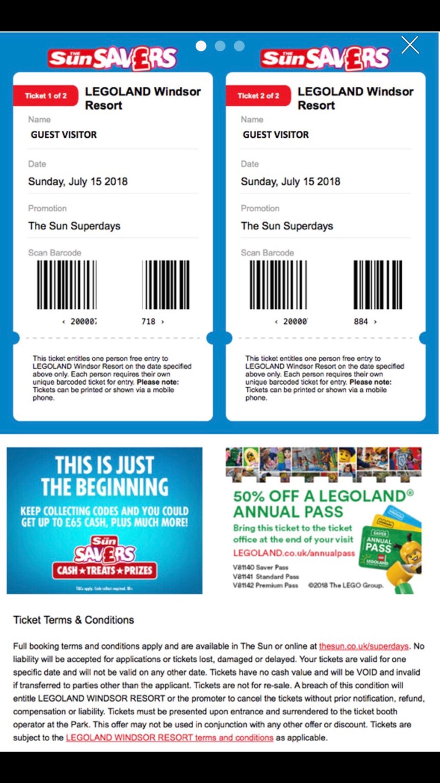 Legoland Windsor Tickets 15th July 2018 - 2X in LS2 Leeds ...