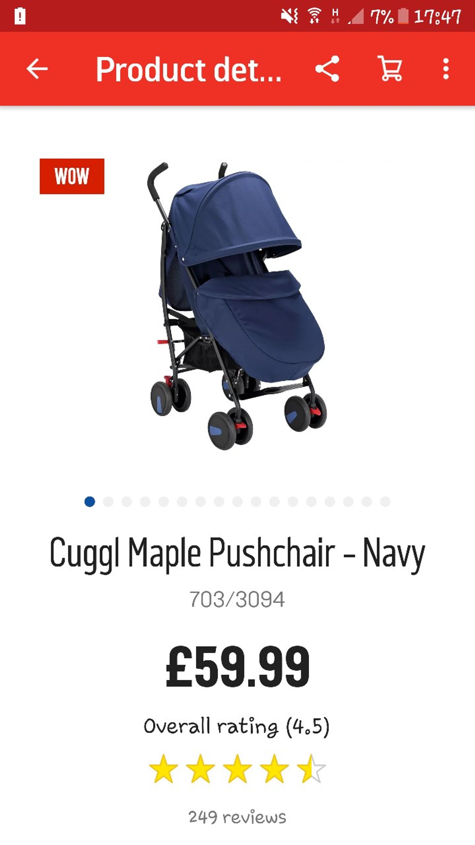 cuggl maple pushchair folded