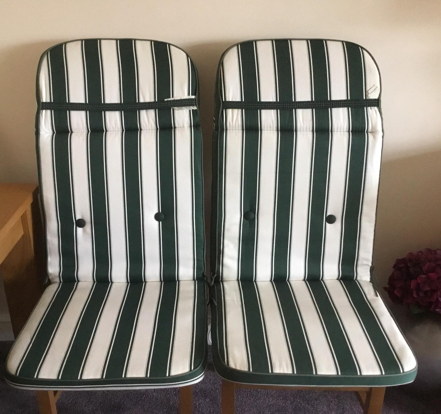 Two Green White Garden Chair Cushions In Gu9 Farnham For 10 00