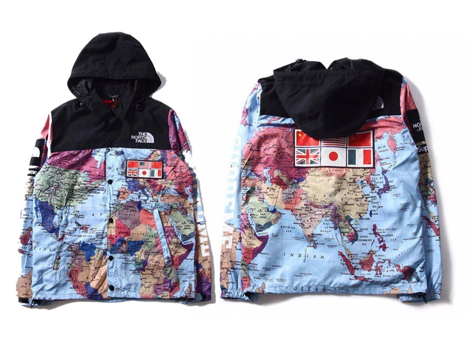 the north face x supreme jacket map