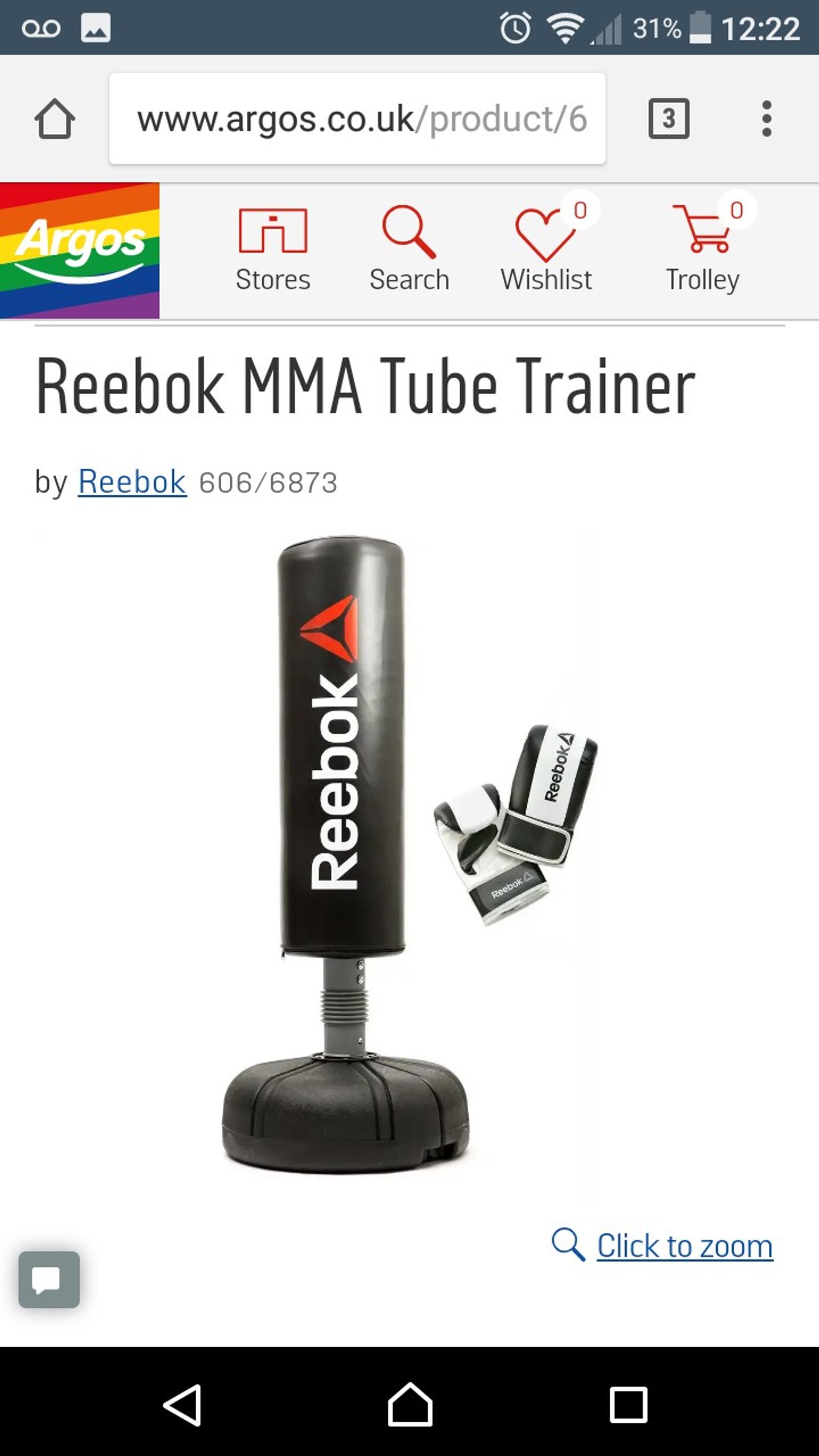 Reebok mma tube trainer/punchbag in WS2 