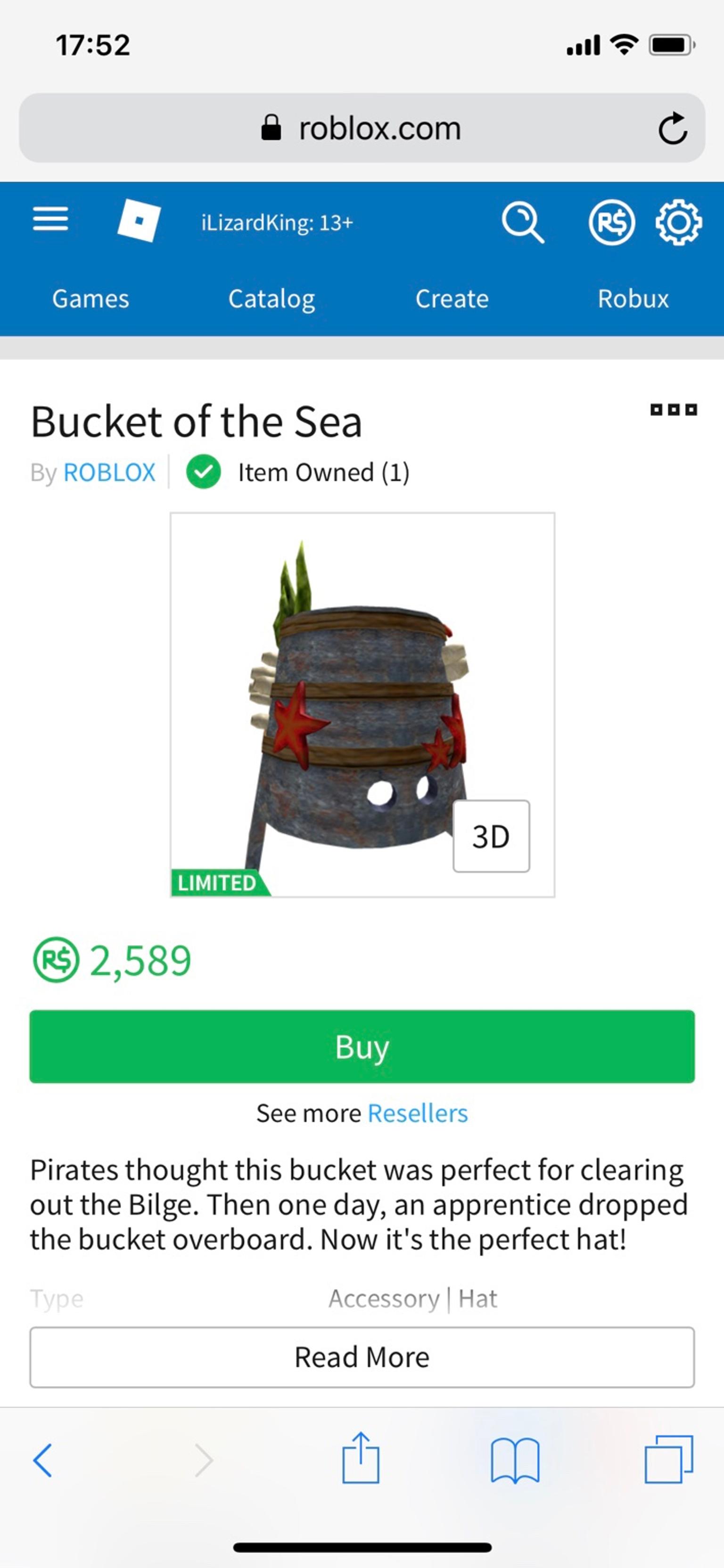 roblox bucket sell limited trading sea robux code redeem