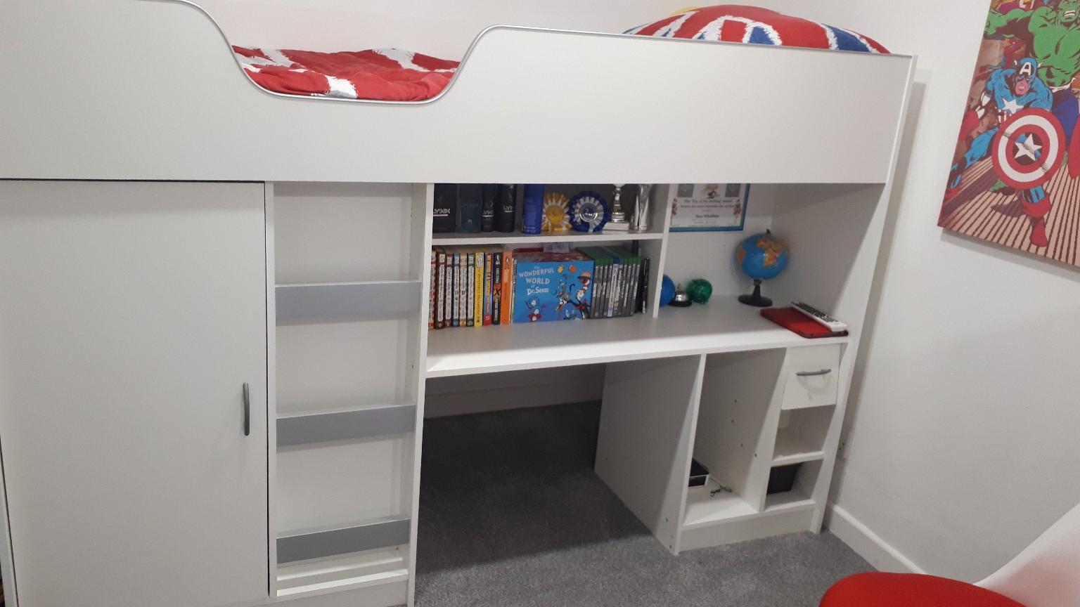 cabin bed with desk and wardrobe