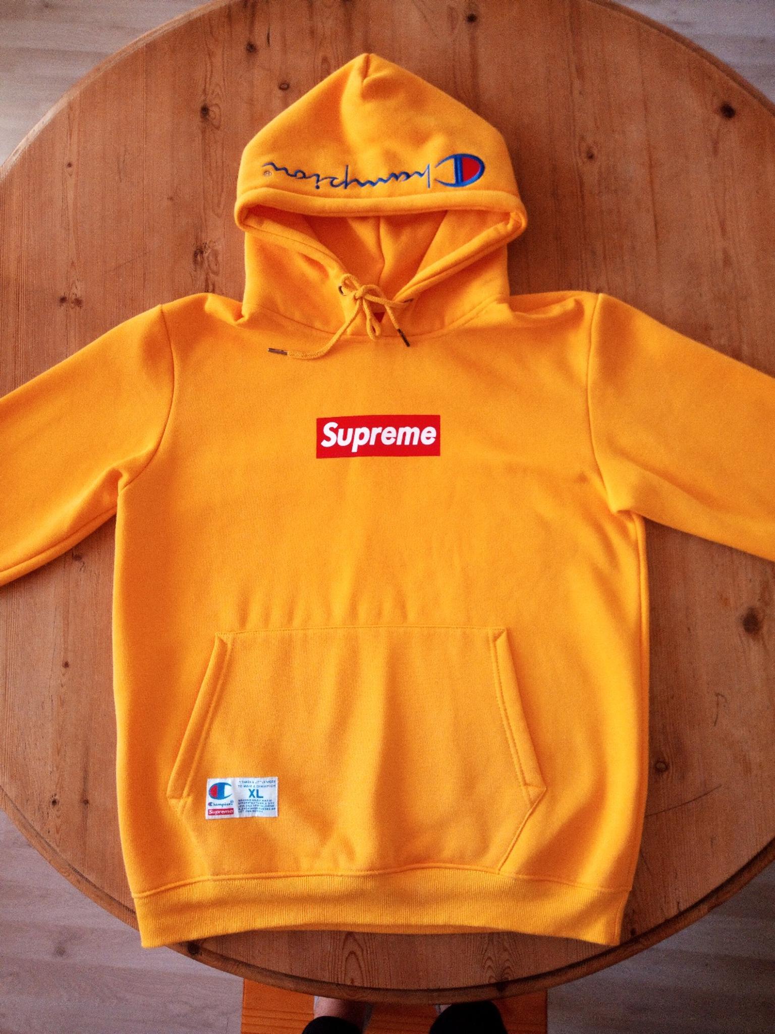 supreme champion hoodie orange