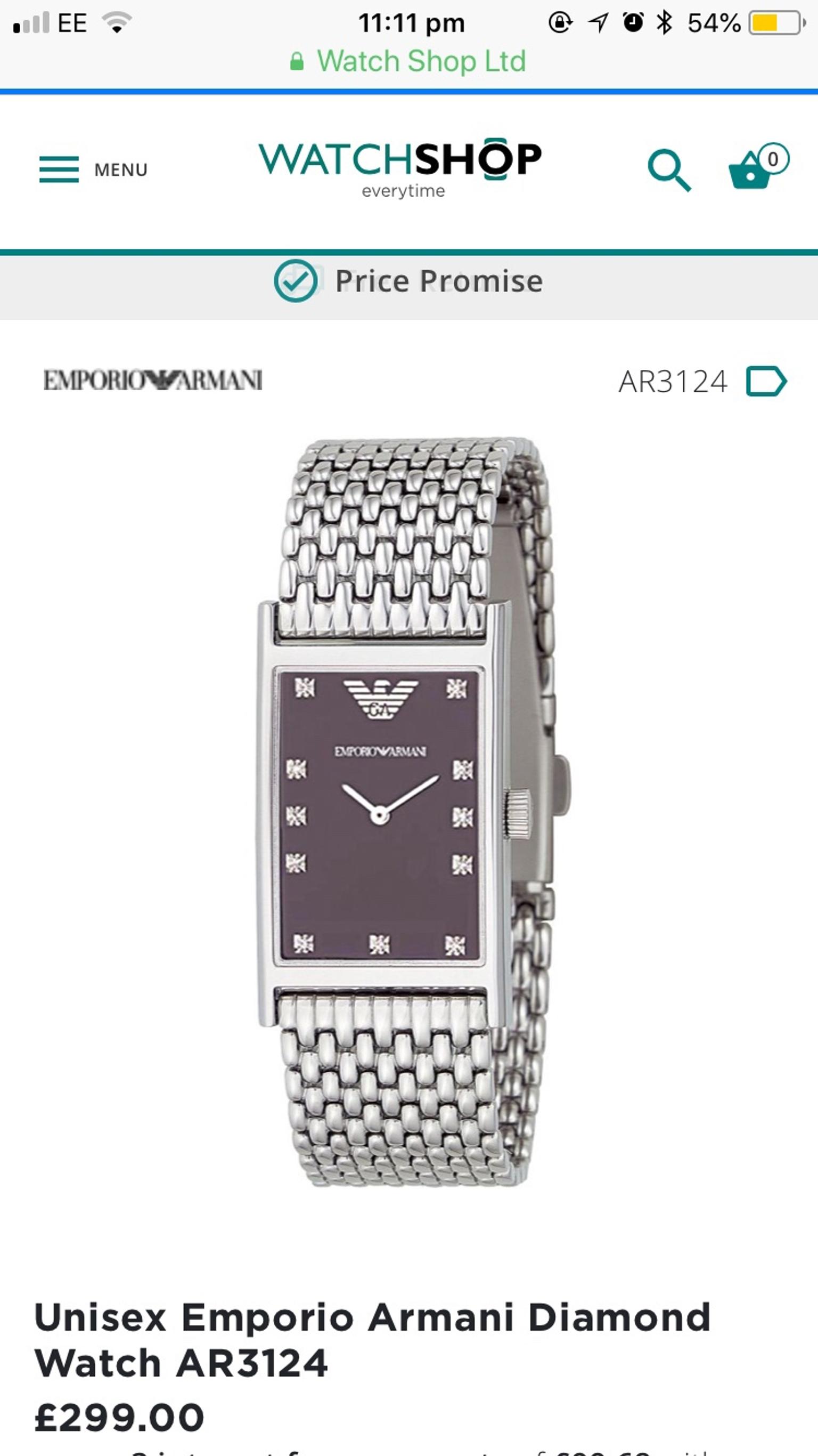 emporio armani diamond watch