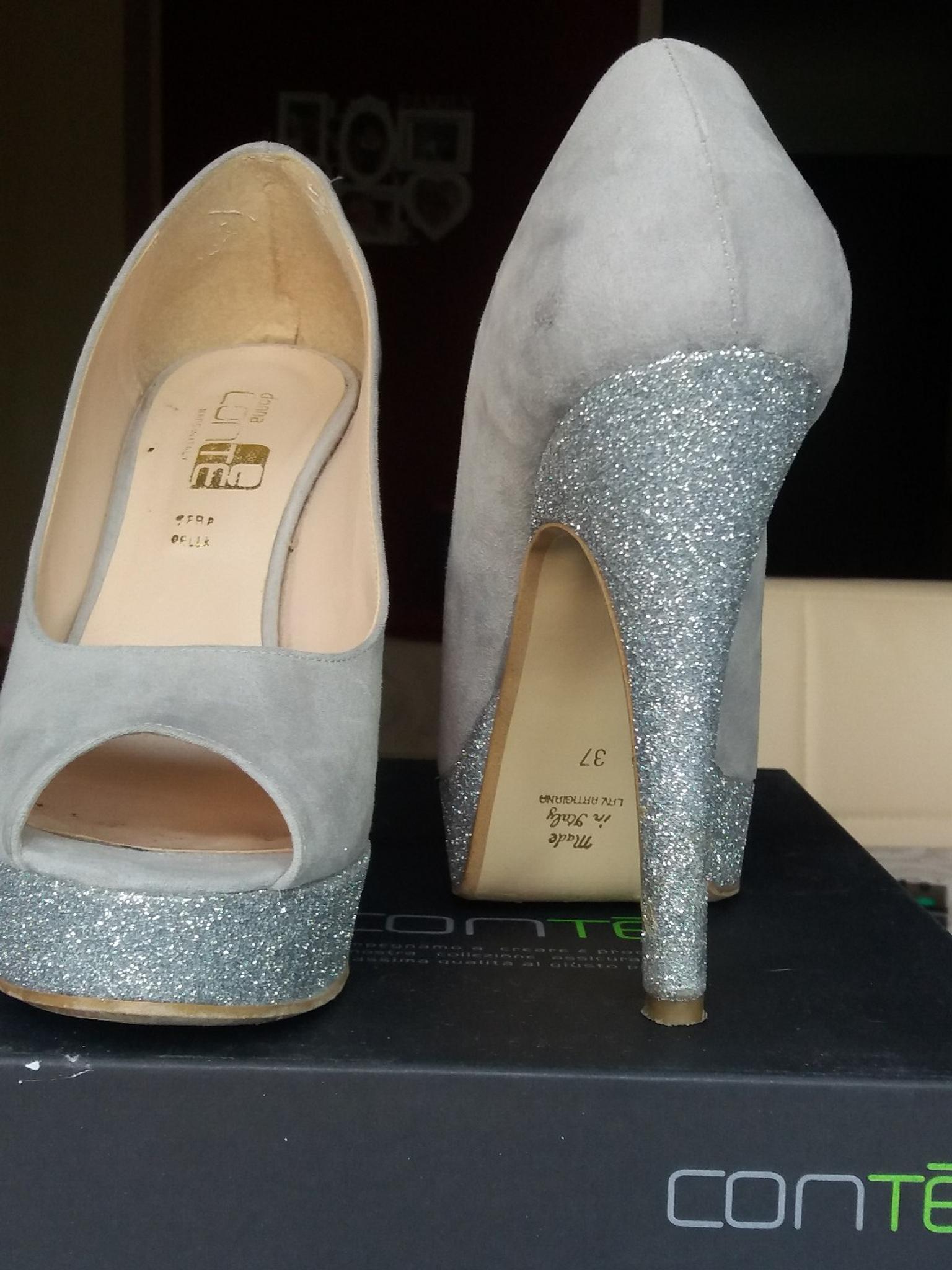scarpe con tacco grigio perla