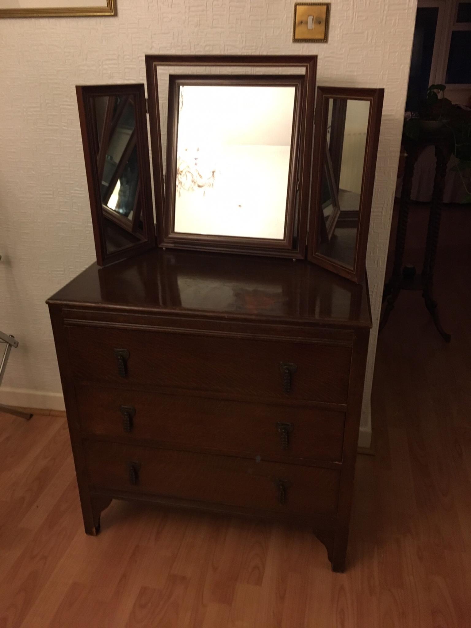 Wooden Dresser With Stand Alone Mirror In Oakengates Fur 30 00