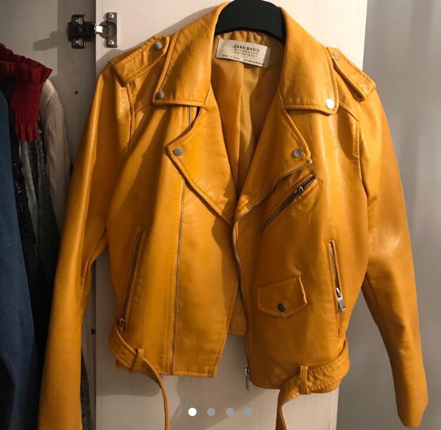 mustard leather jacket zara