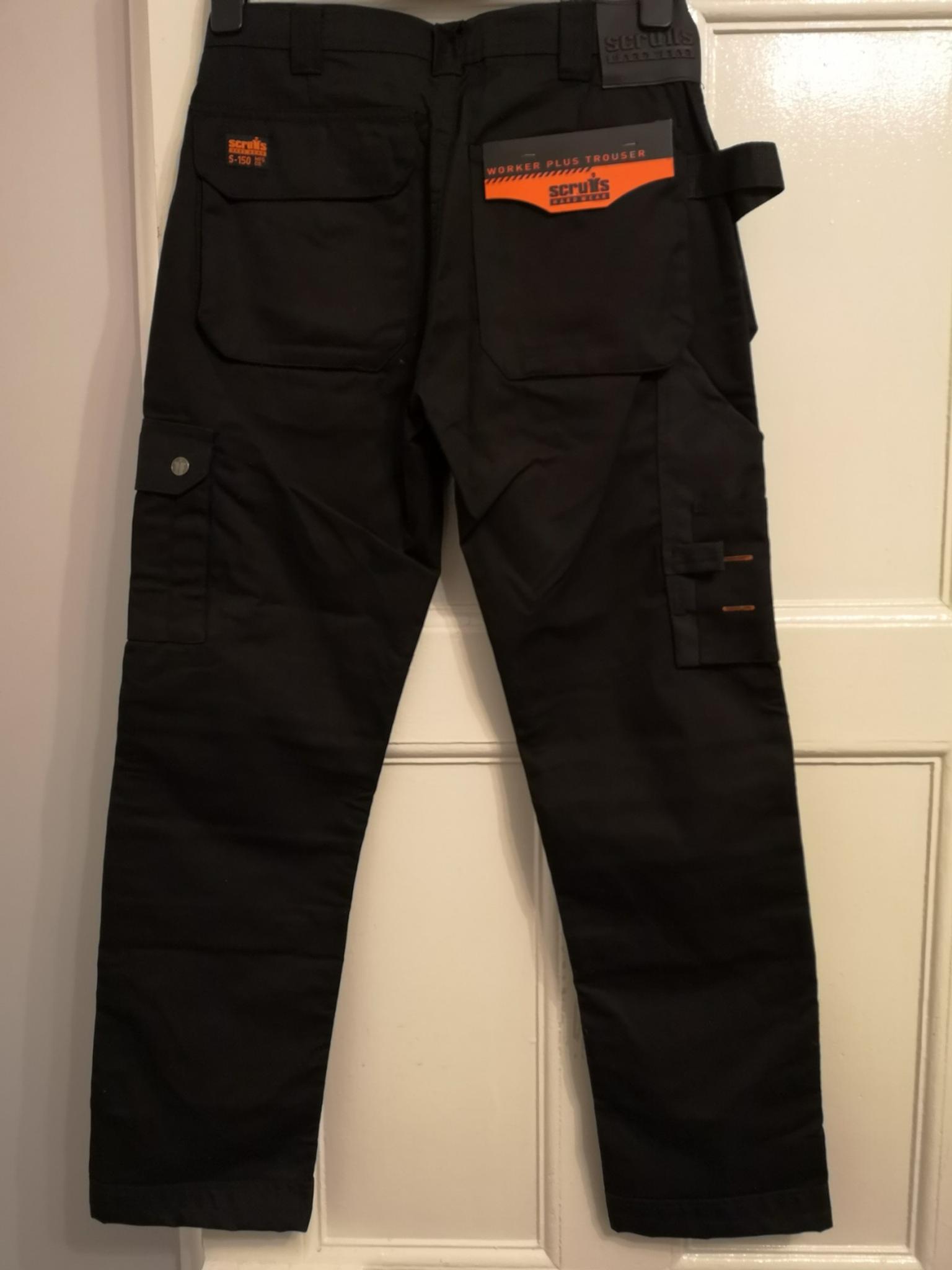 All Sizes Scruffs WORKER Black Multi Pocket Work Trousers Trade Hardwearing