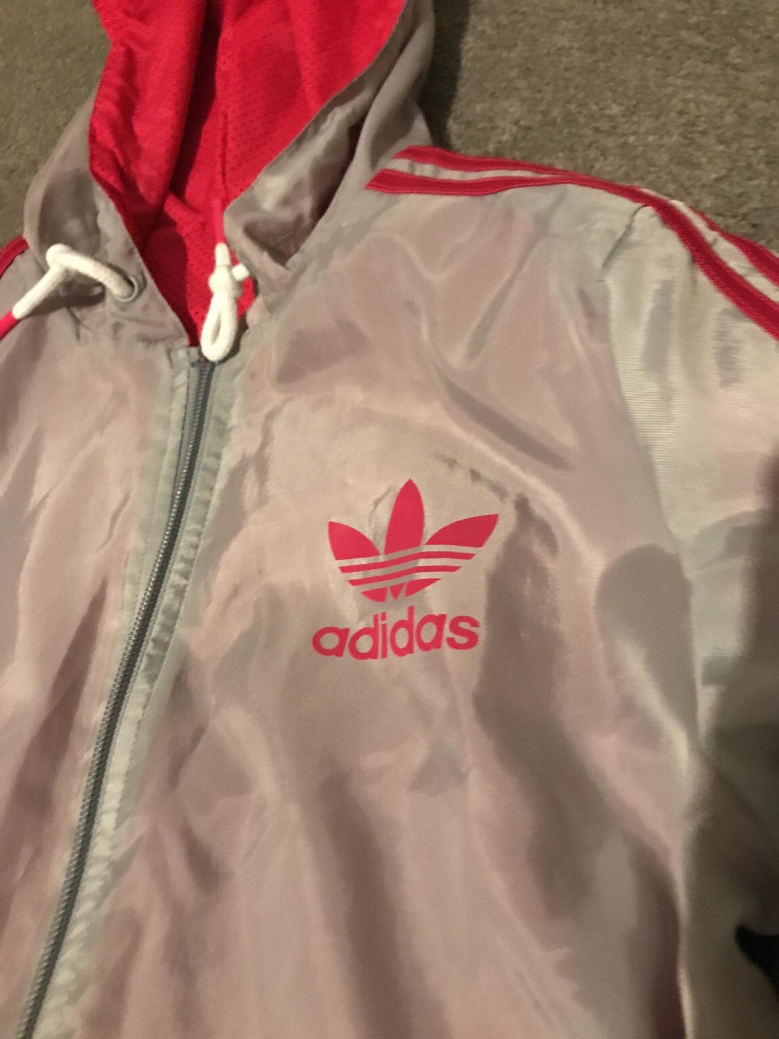 pink grey and white adidas jumper
