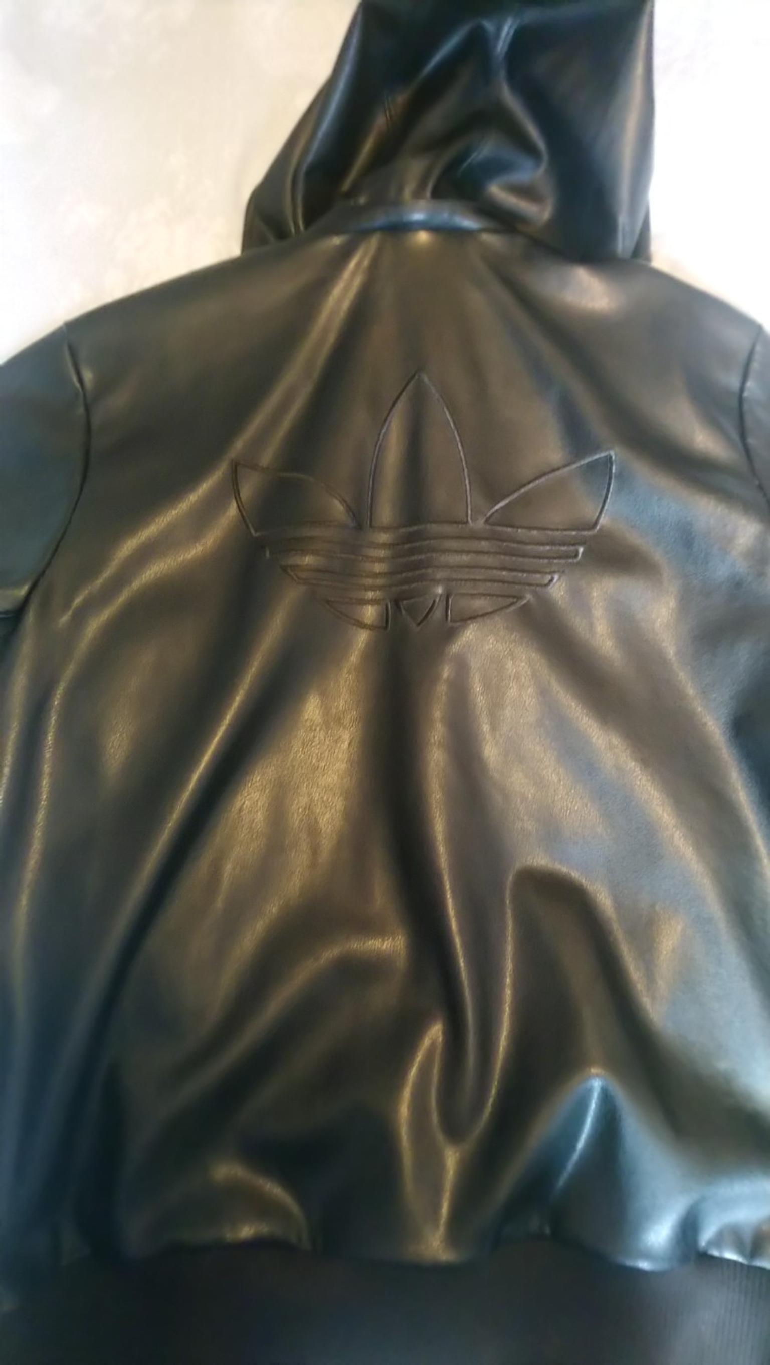 adidas leather jacket brown