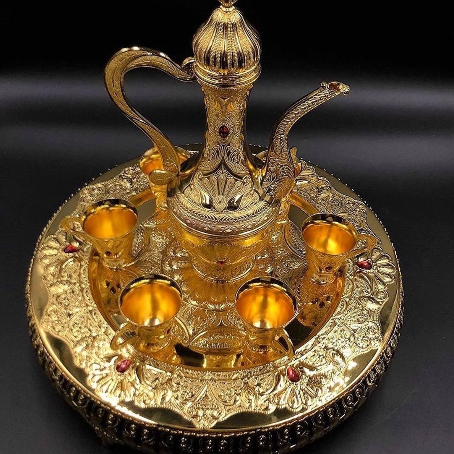 Turkish Arabian Style Tea Jug CH1002 Silver Gold