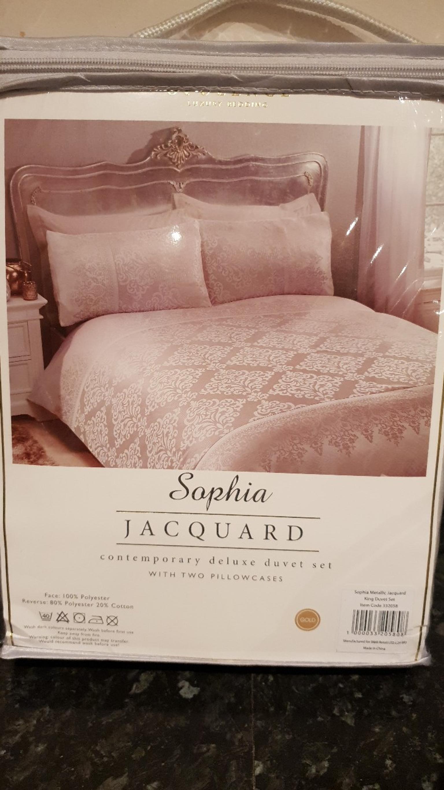 New Sophia Jacquard King Size Silver Bedding In B14 Birmingham Fur