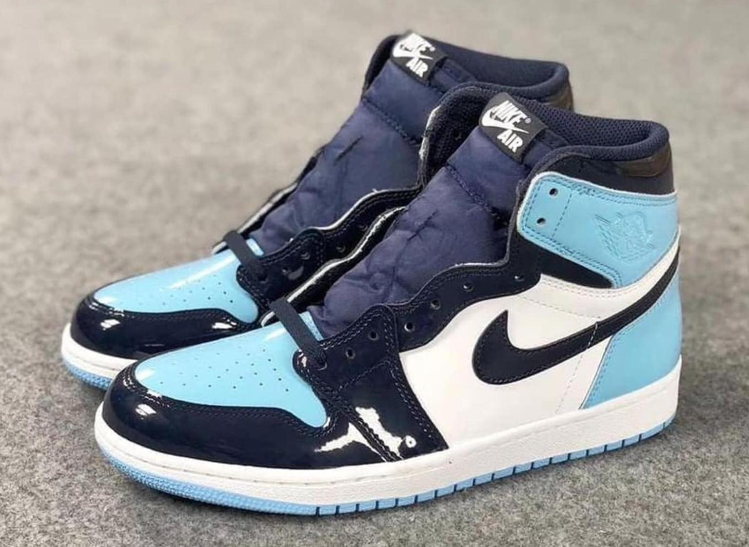 jordan 1 blue and white patent leather