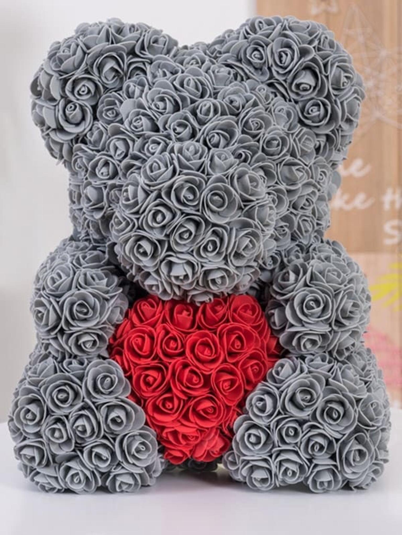valentines bear made of roses