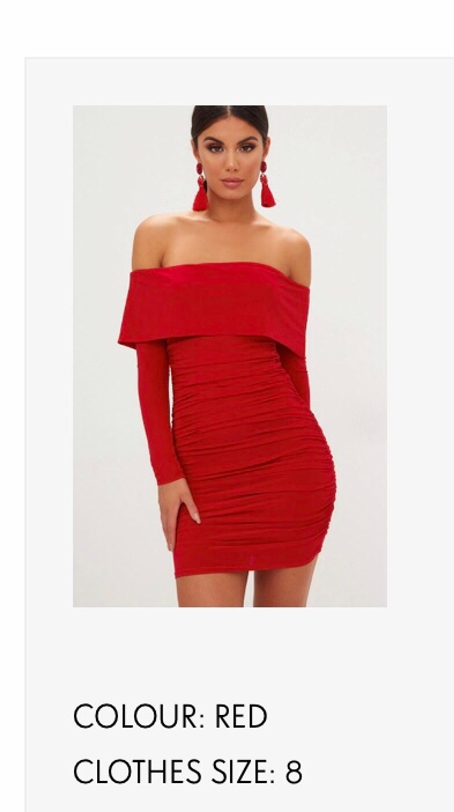 pretty little thing red bardot dress