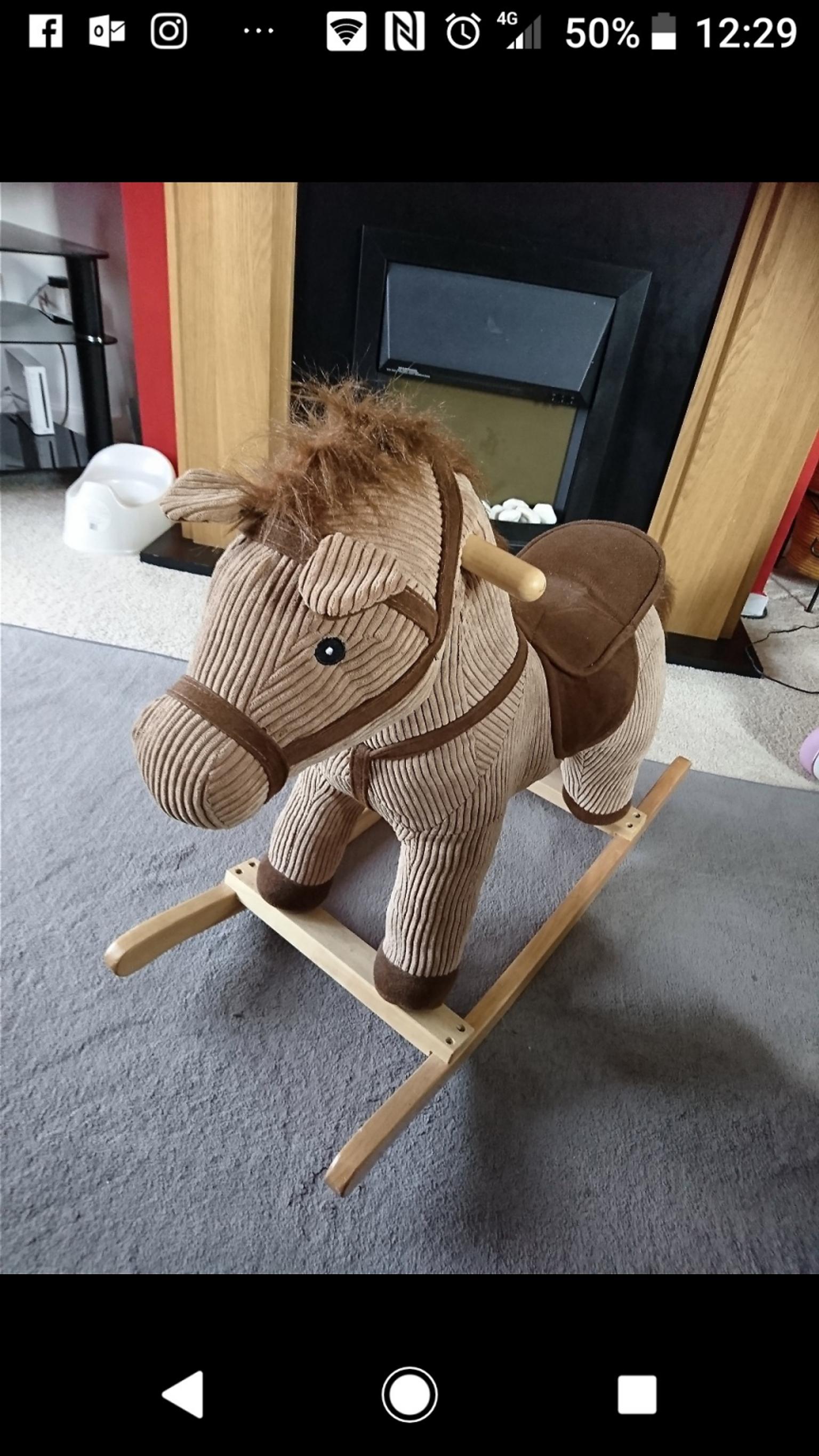 Chad Valley Grey and Blue Cord Rocking Horse