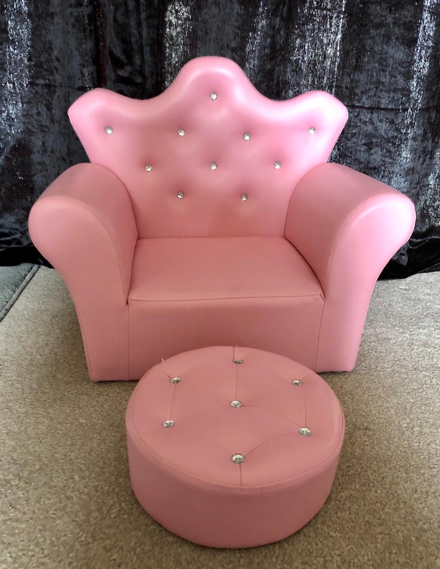 Pink Leather Princess Chair With Footstool In Dh1 Moor For 49 00