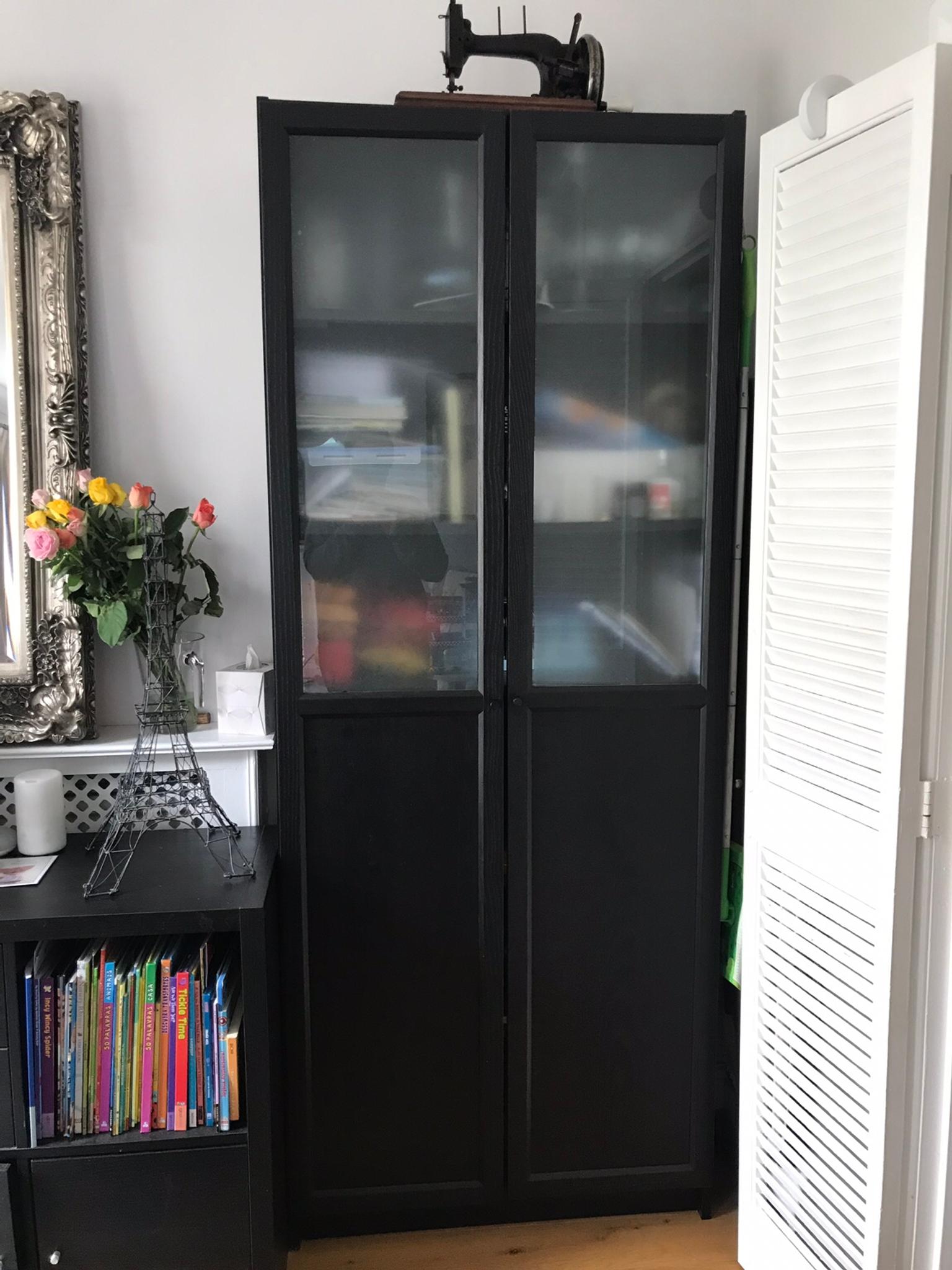Tall Black Bookshelf With Doors In Sw3 Chelsea For 55 00 For Sale