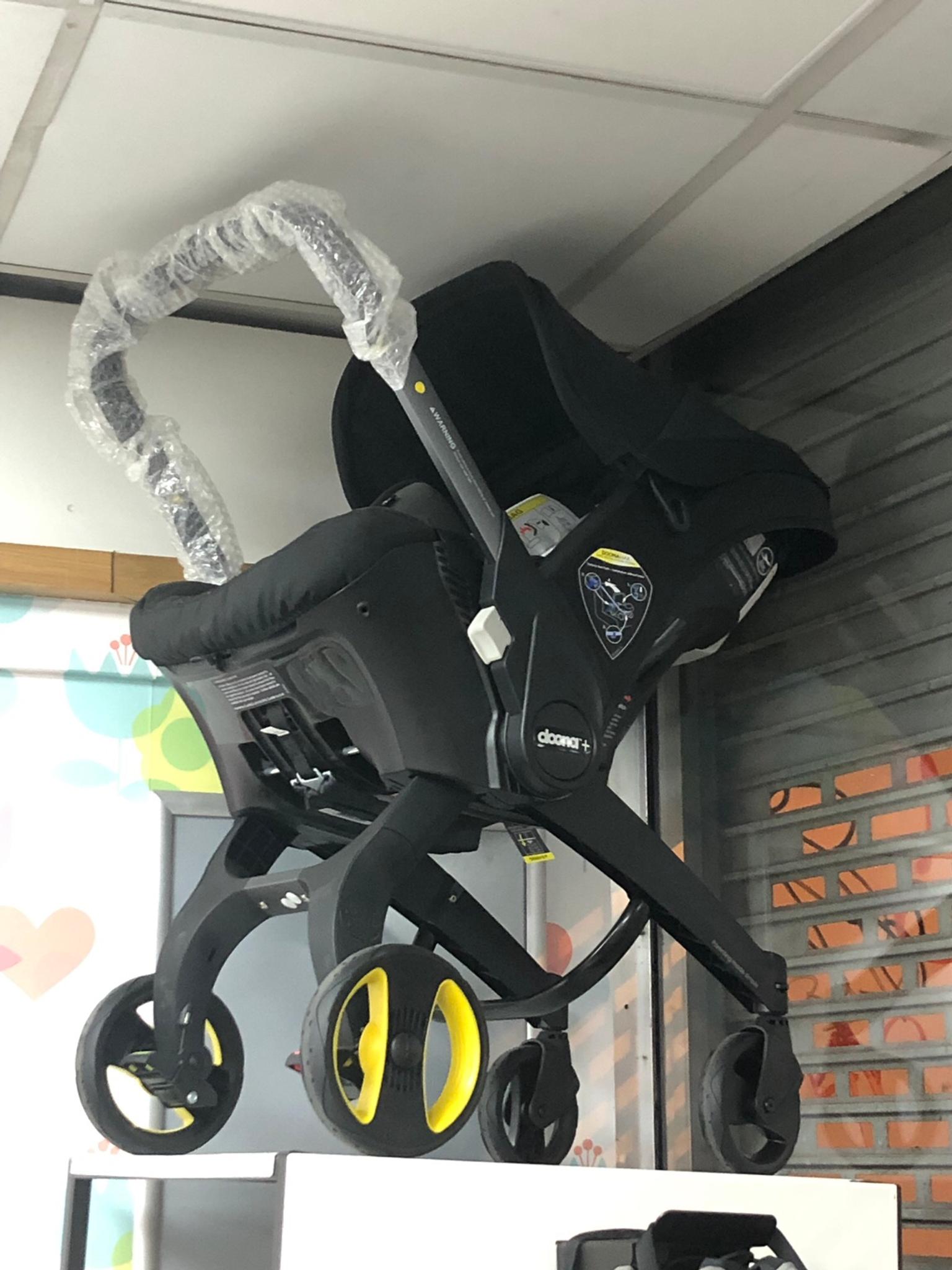 car seat and pushchair