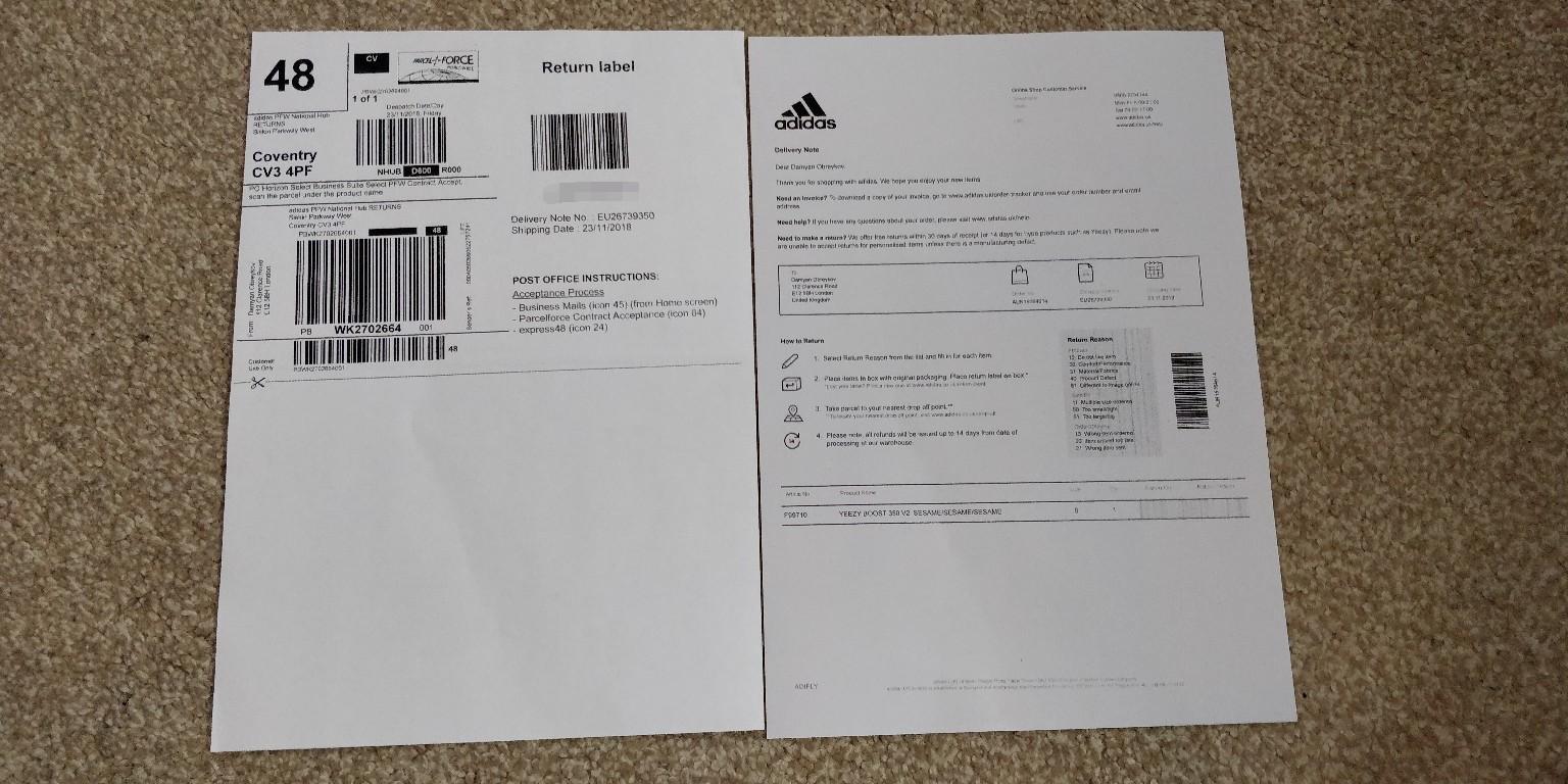 adidas print return label