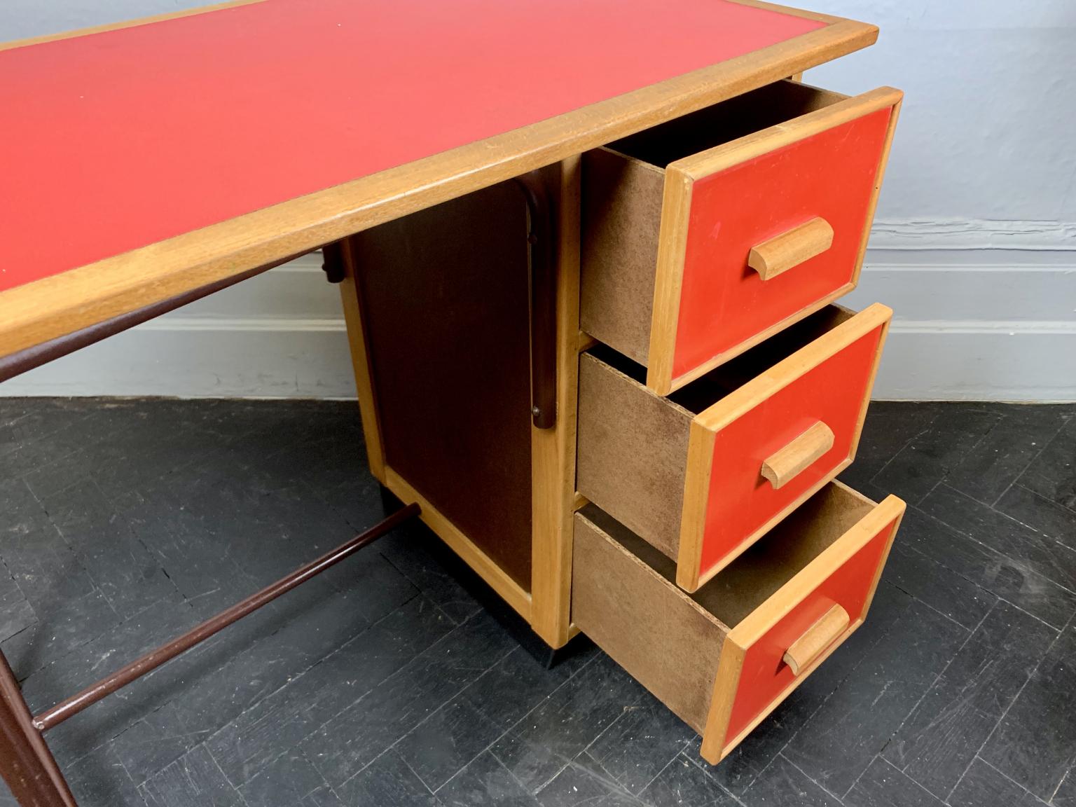Small Vintage Wooden Desk With Drawers Red In E3 London Fur 190