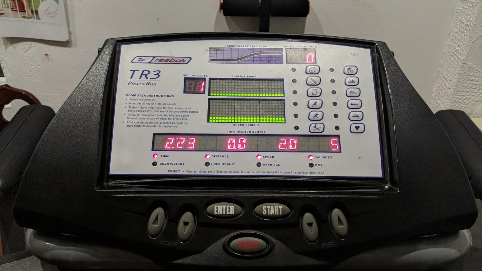 reebok tr3 treadmill dimensions