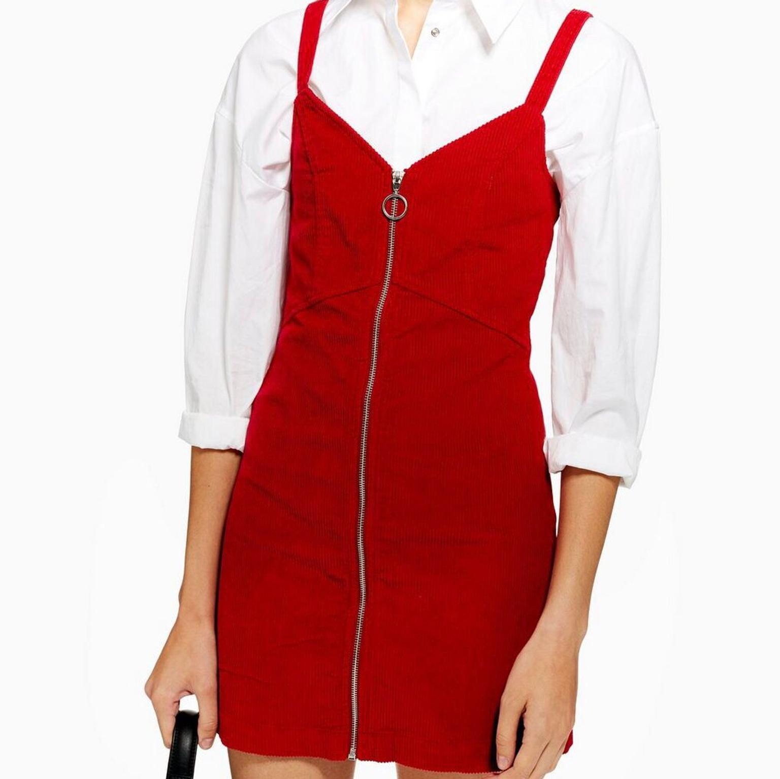 topshop red cord dress