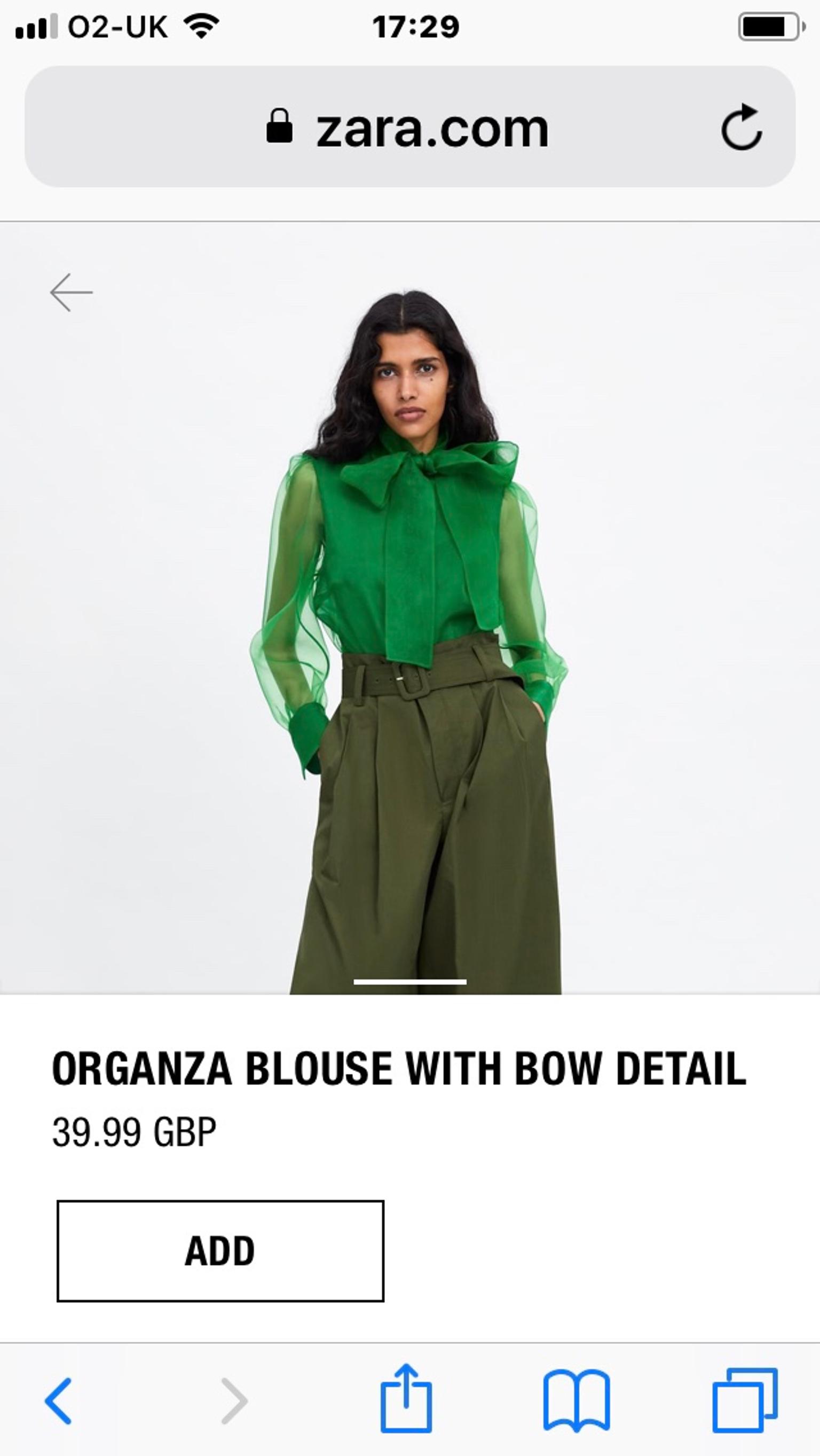 zara organza blouse with bow detail