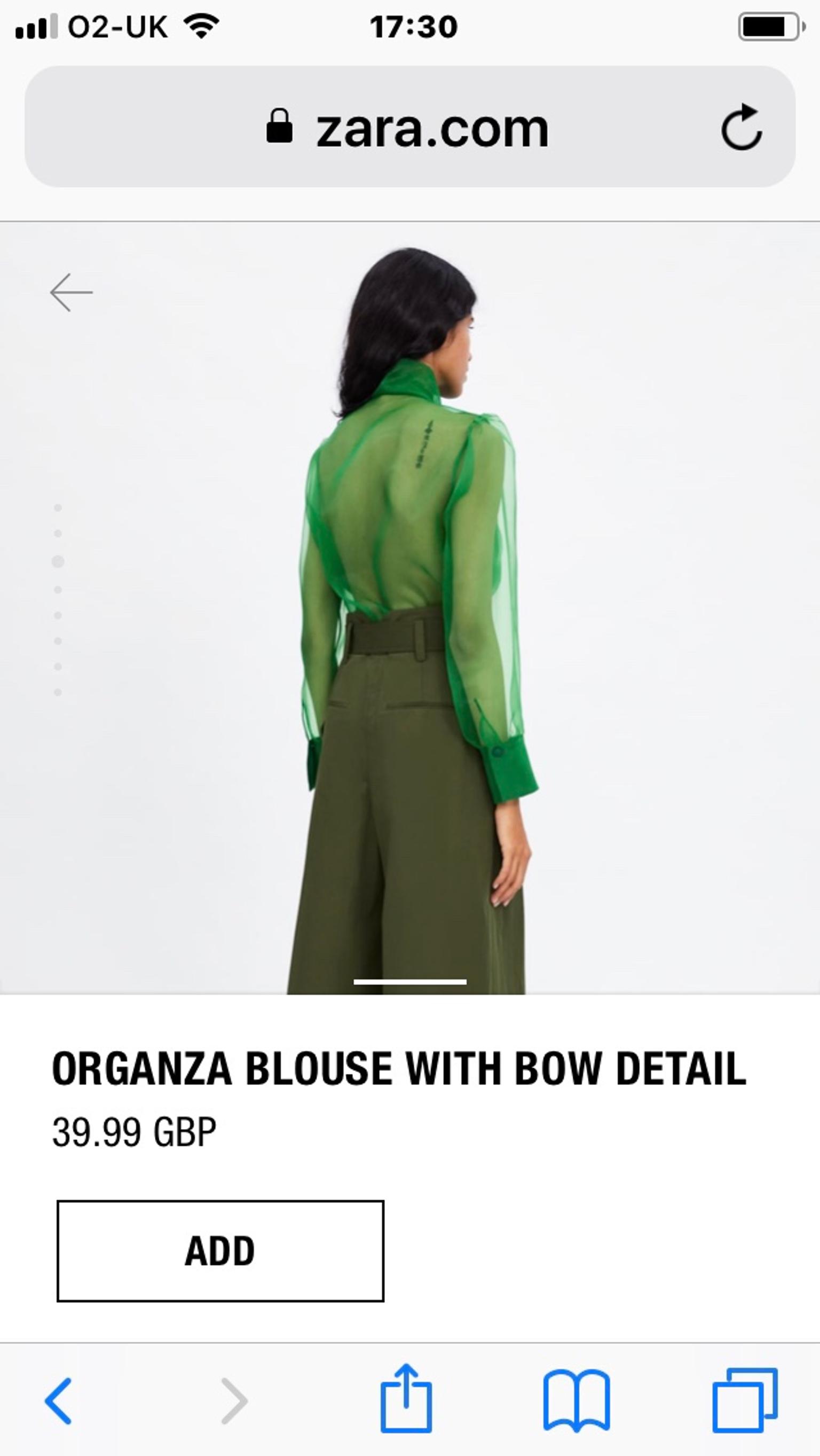 zara green blouse with bow