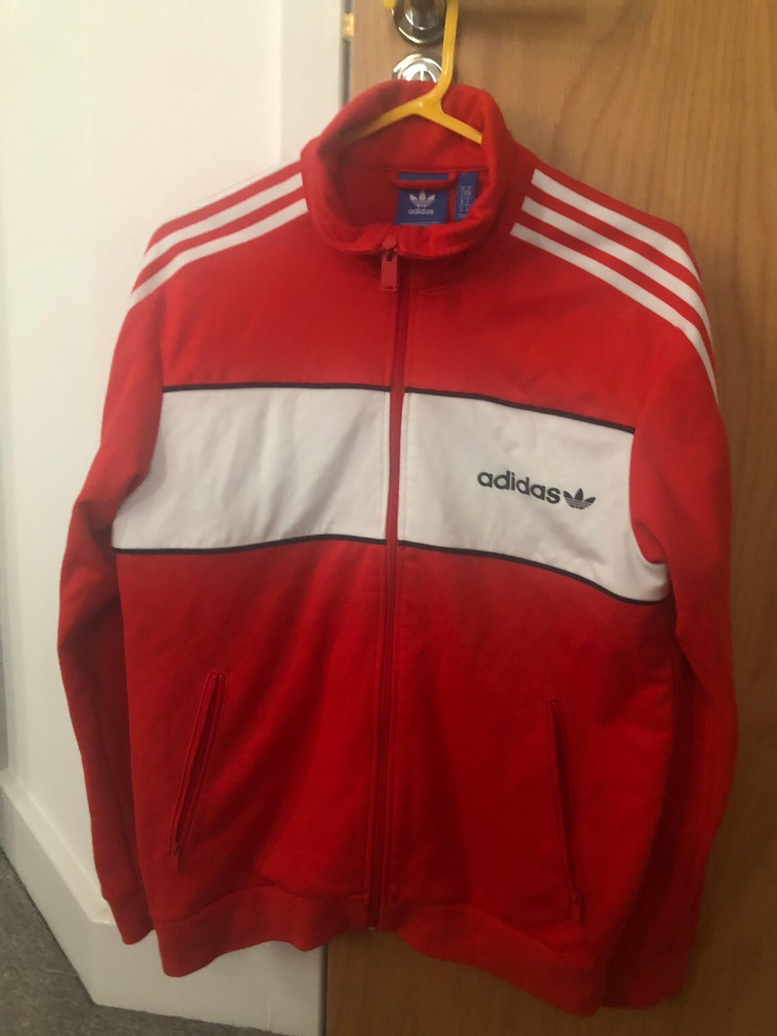 adidas jacket red stripes