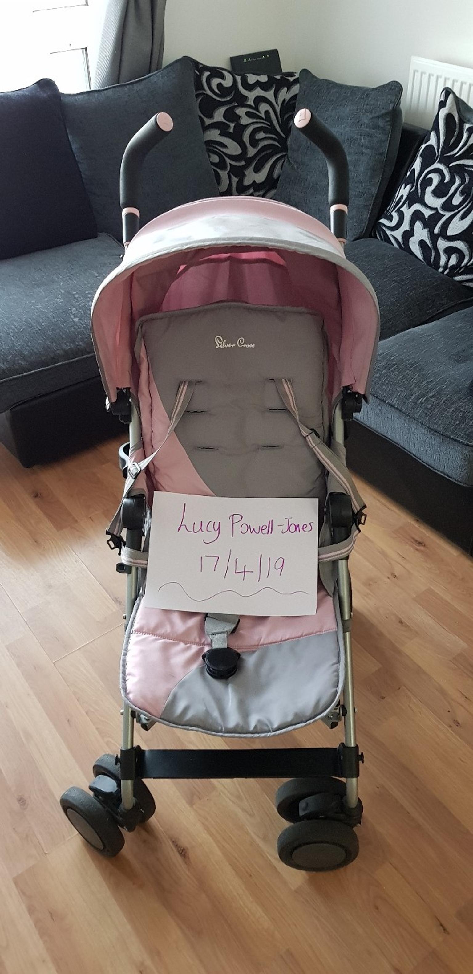 grey and pink silver cross stroller