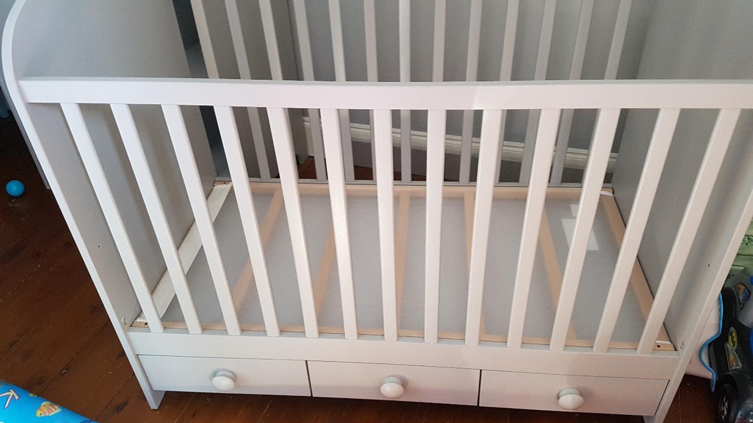 ikea grey cot with drawers