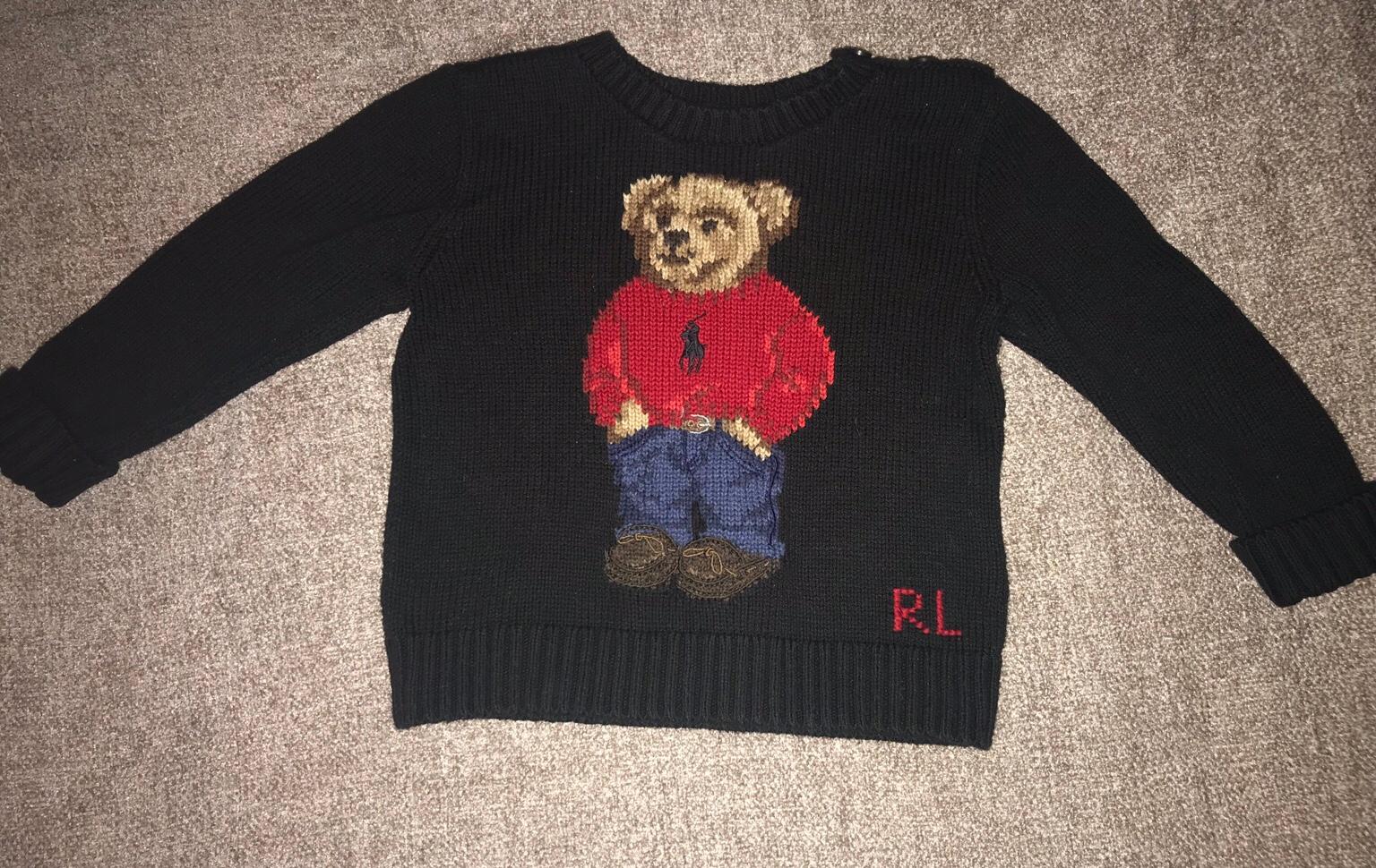 ralph lauren baby boy teddy bear sweater