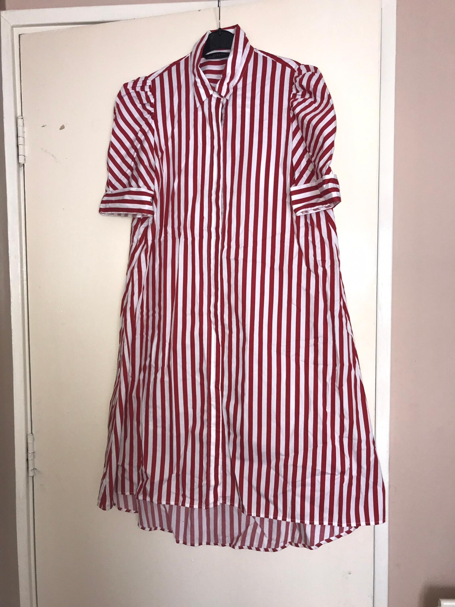 zara red striped dress