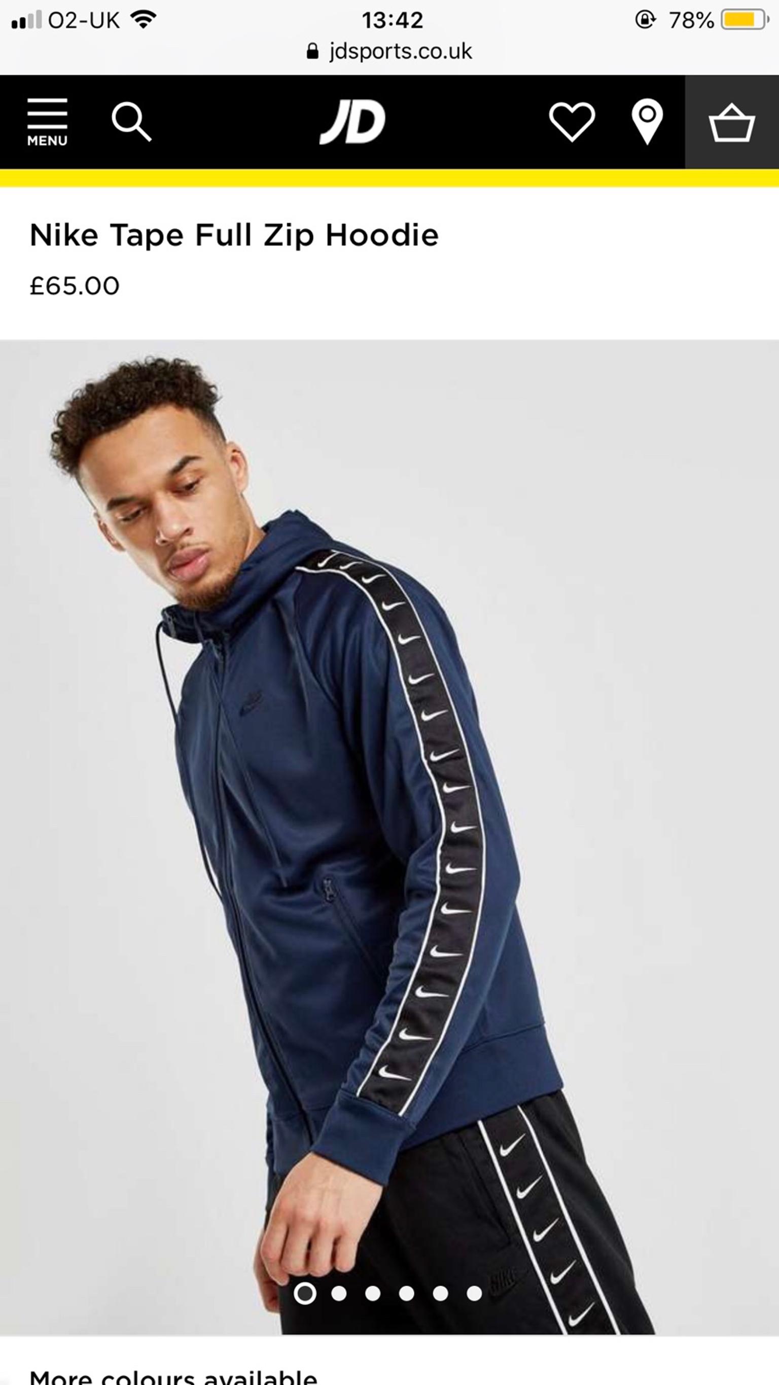 Men's Nike tape full zip hoodie brand 