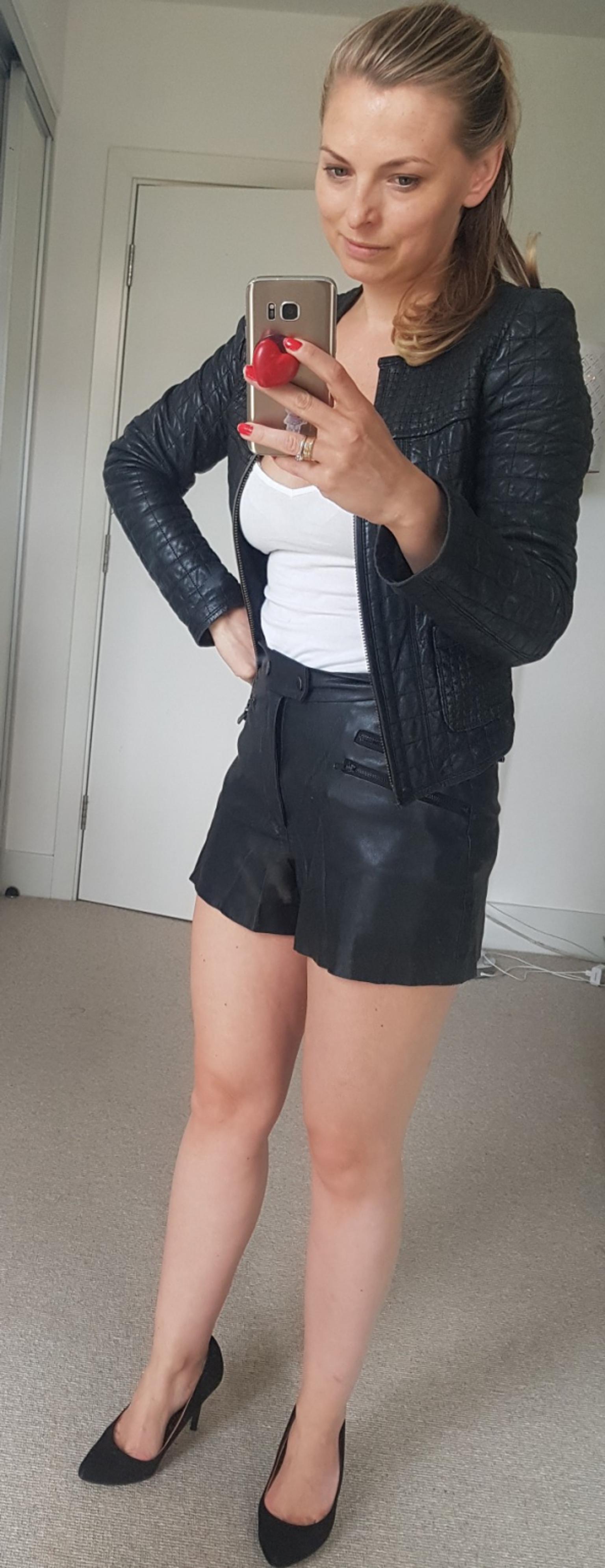 zara leather shorts