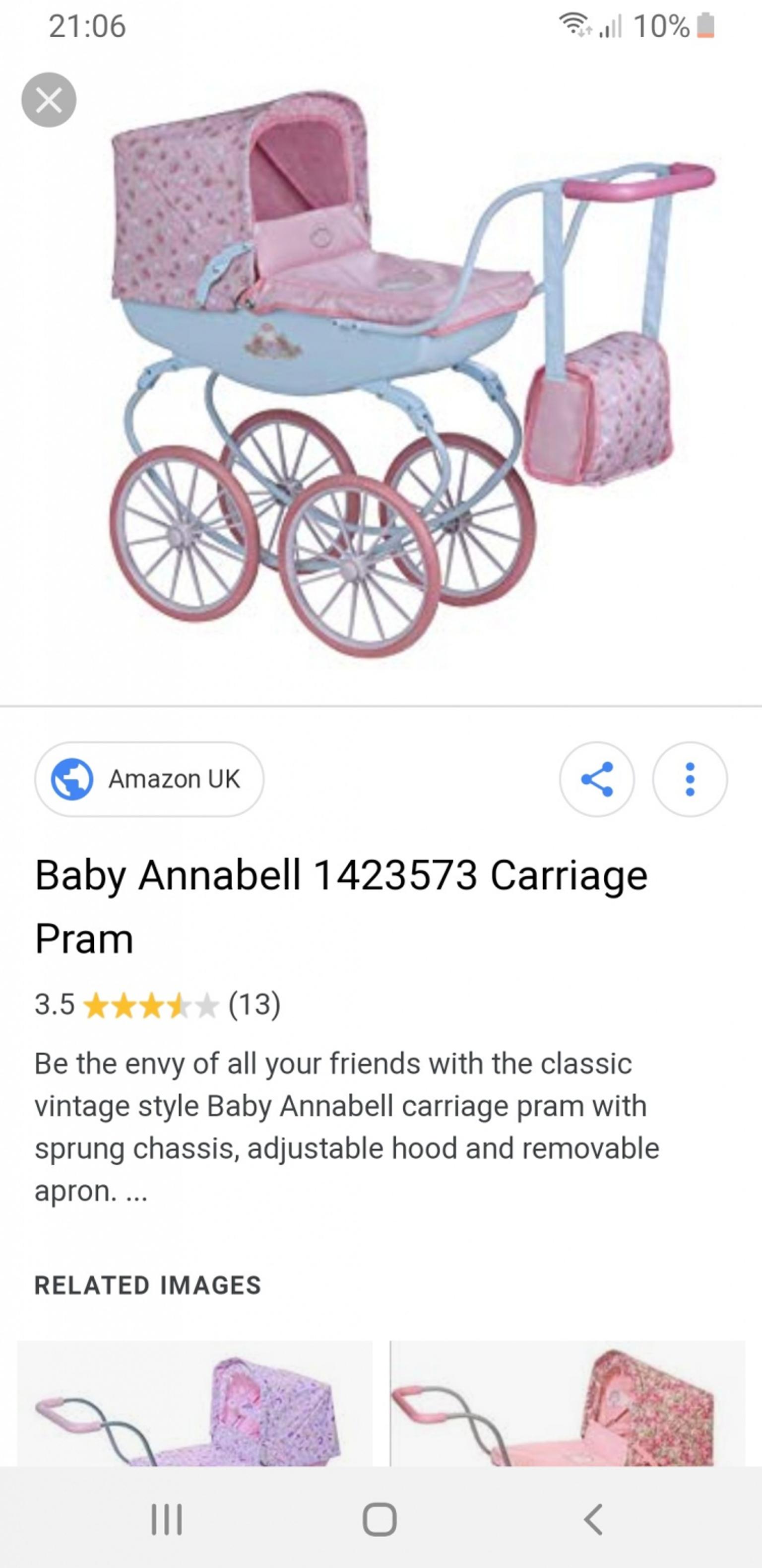 baby annabell vintage carriage pram