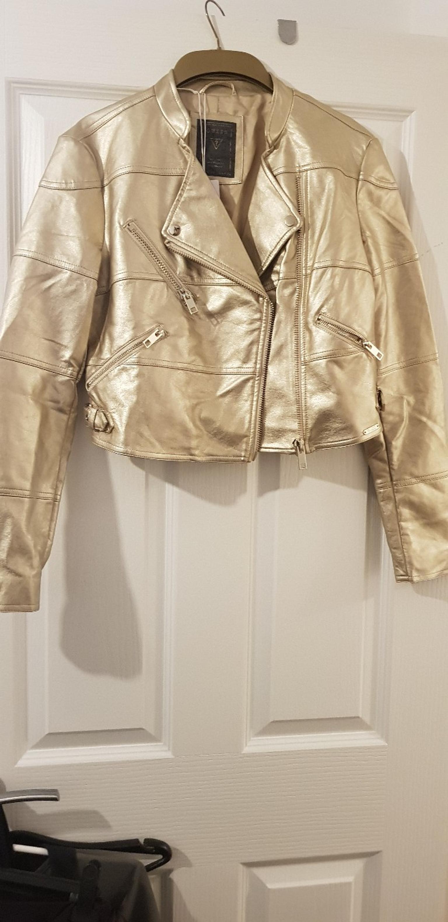 white guess leather jacket
