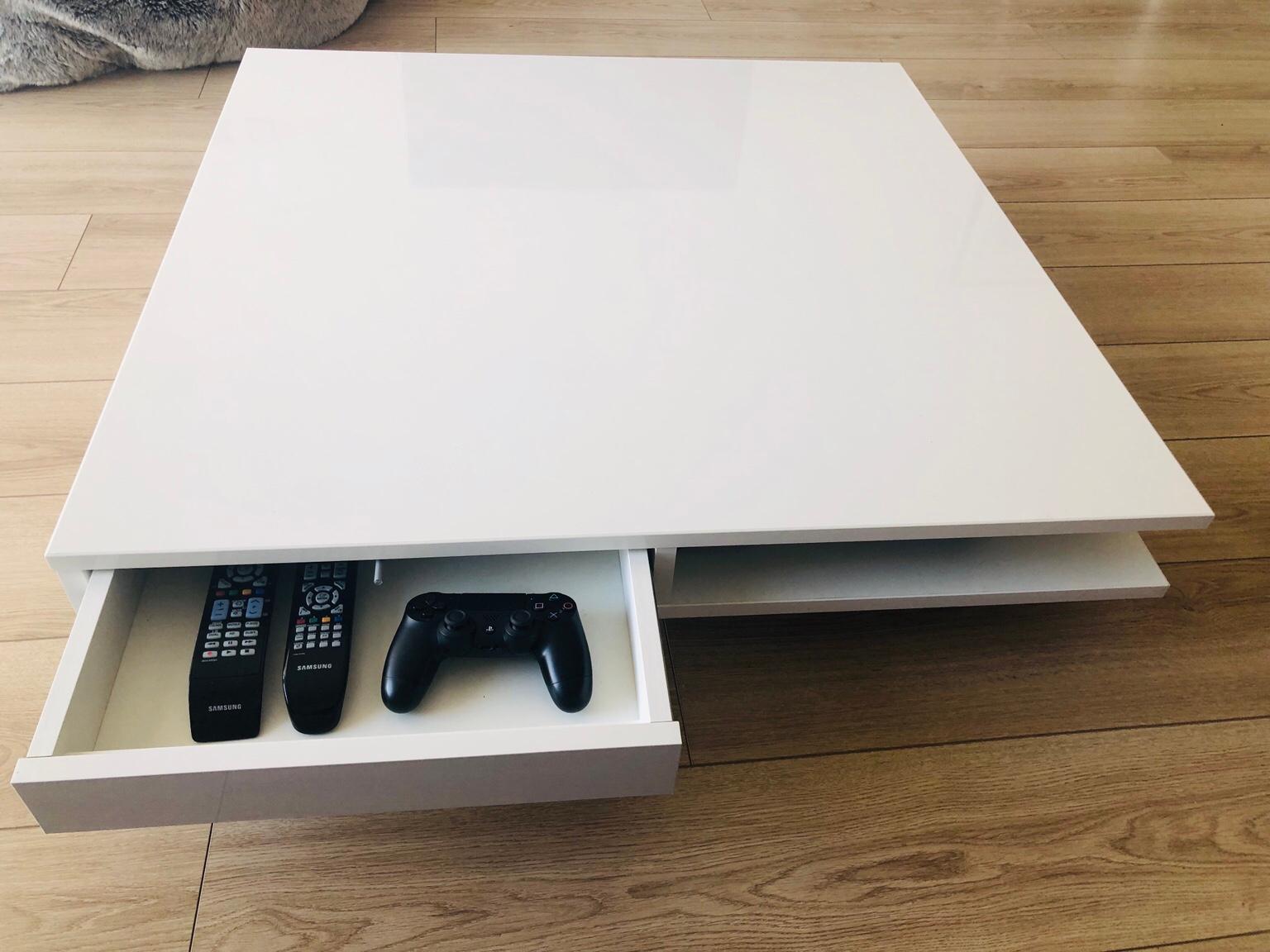 White Ikea High Gloss Coffee Table With Draw In E15 Newham Fur
