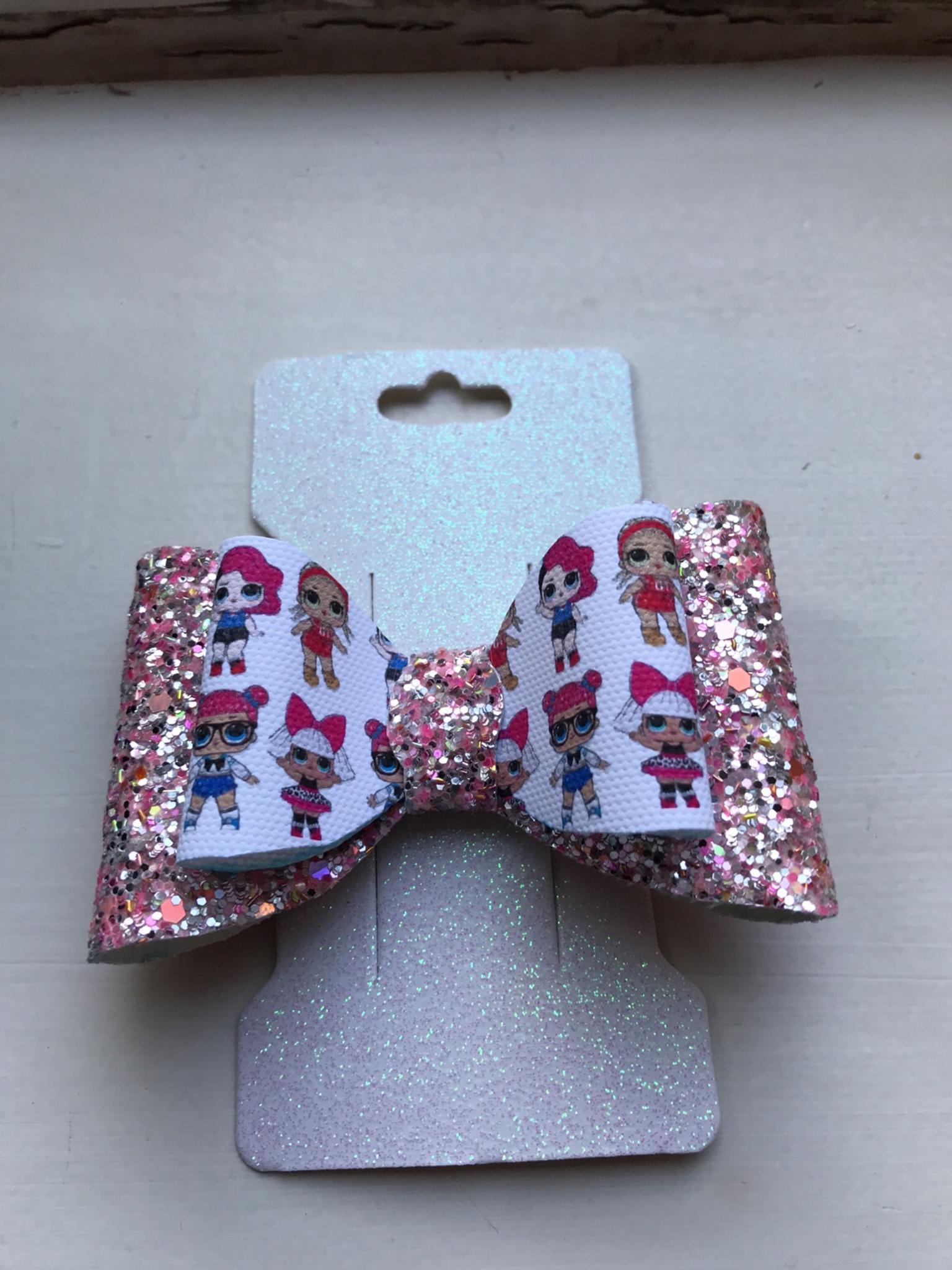 LOL Glitter Surprise Hair Bows x2 Pink Hair Ties Clips Genuine Official L.O.L