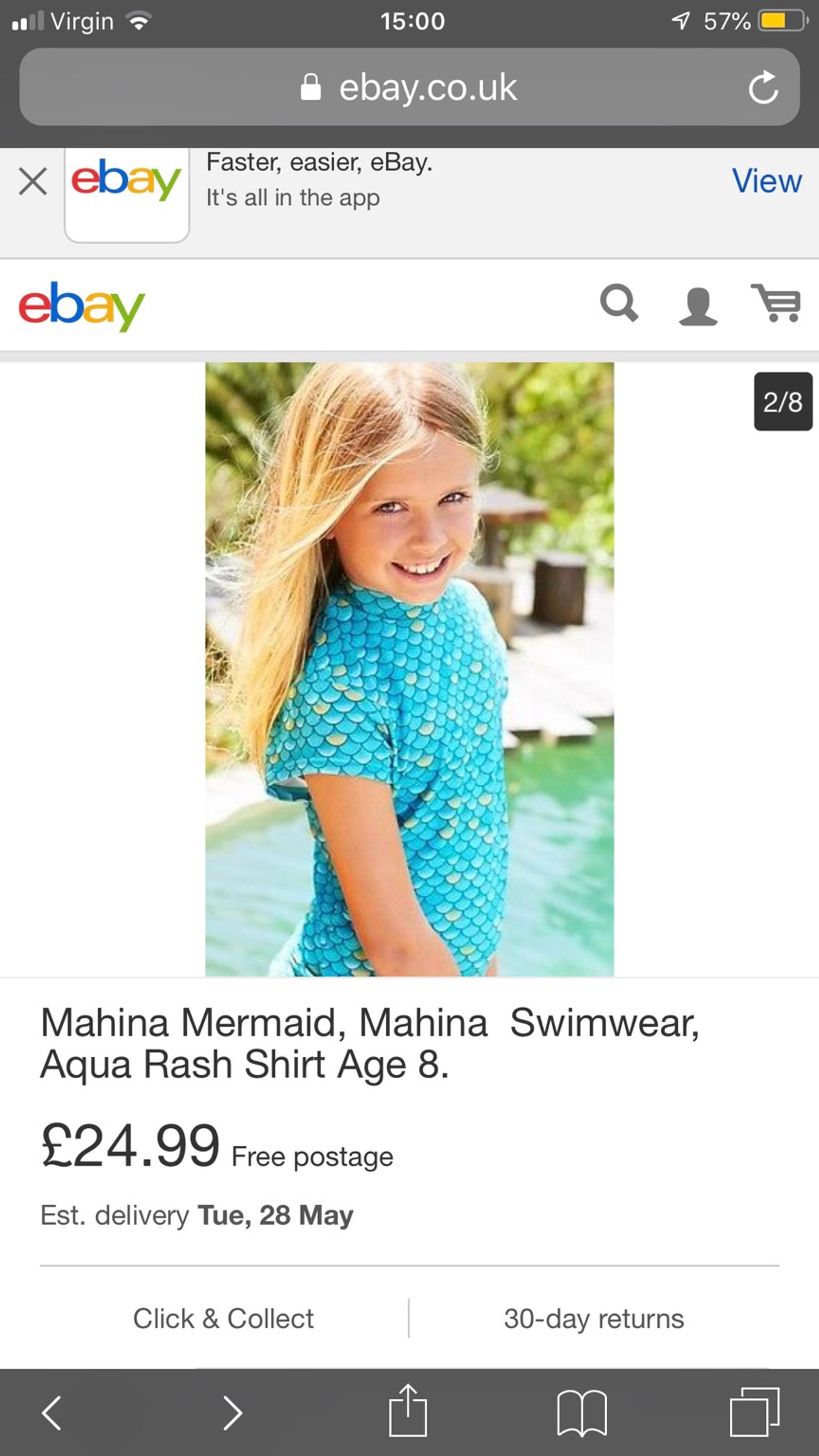 Aqua Merswim Set Age 8 Mahina  Swimwear Bikini Leggings Mahina Mermaid