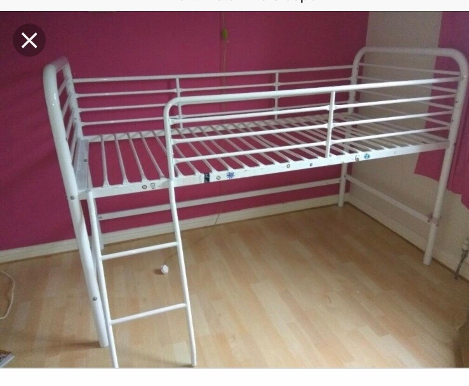 white metal mid sleeper bed