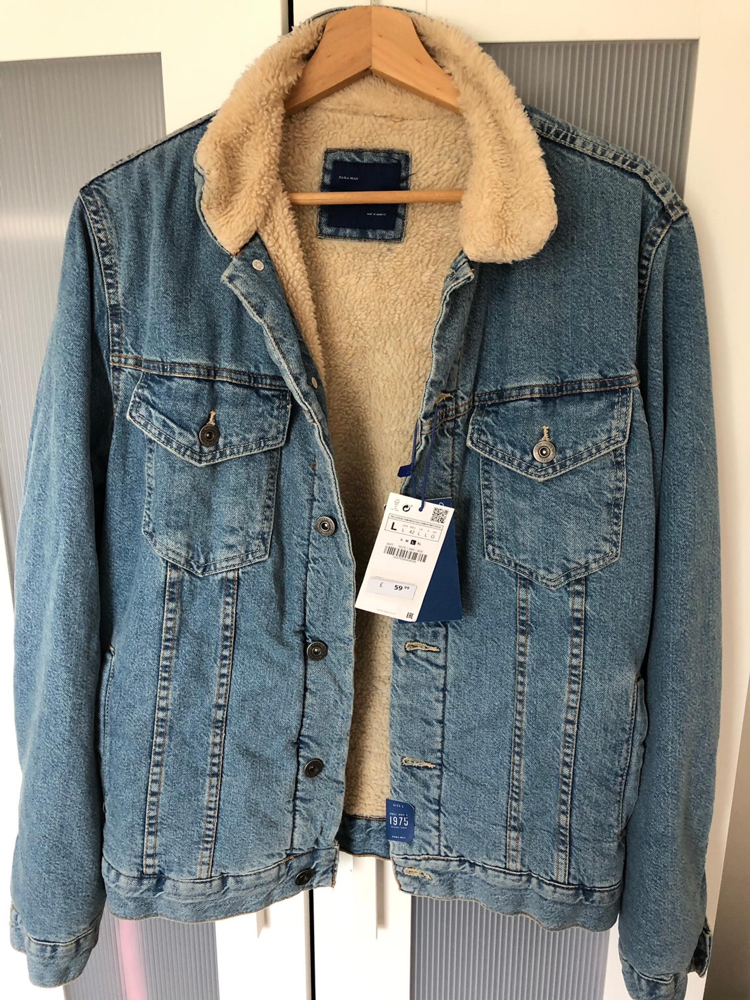jean jacket with fur mens zara