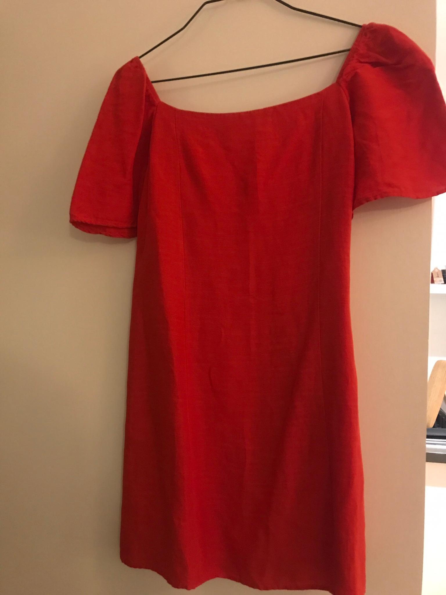 zara red linen dress