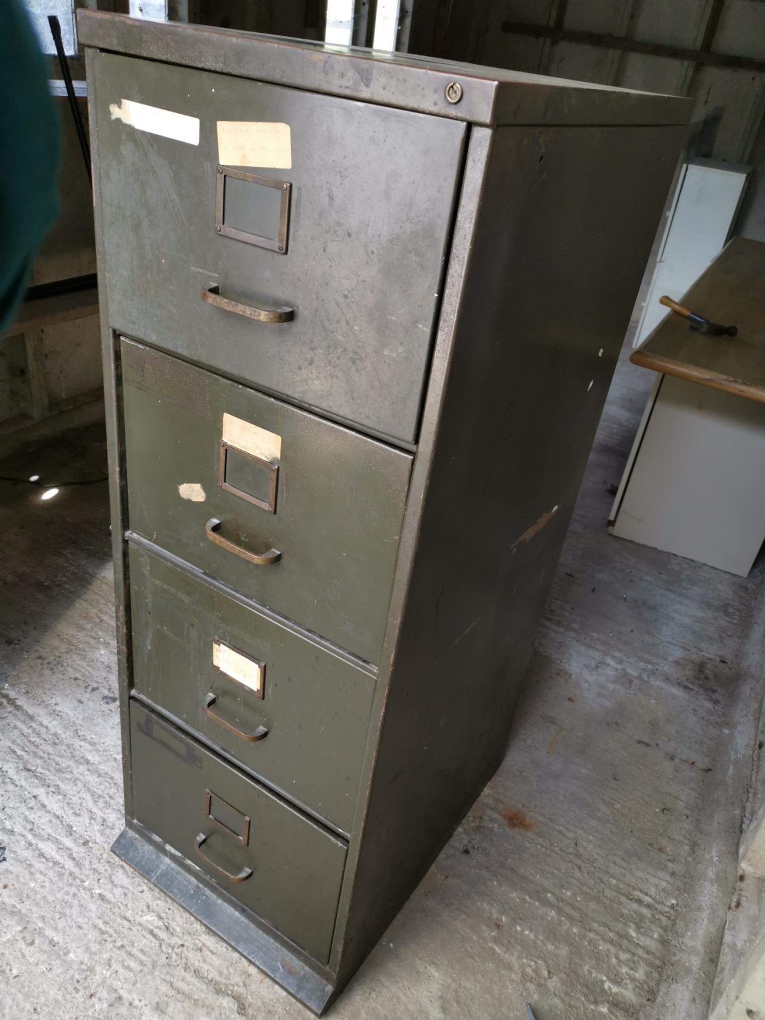 Large Antique Metal 4 Drawer Filing Cabinet In Gu11 Rushmoor Fur